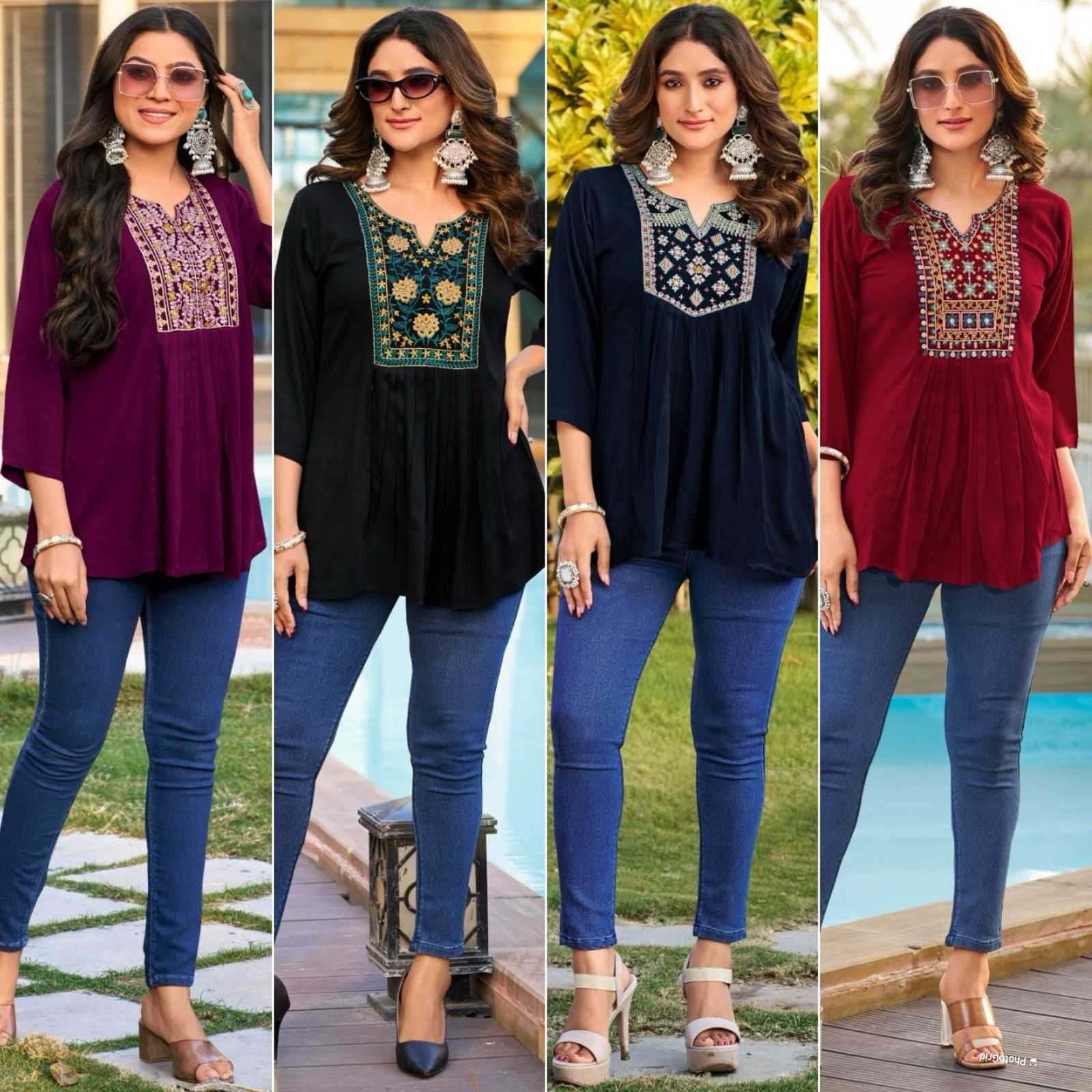 Ynf Heavy Rayon RIN190 Tops for Office Setwise Collections Wholesale Kurtis Catalogs Manufacturer