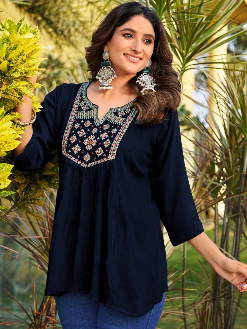 Ynf Heavy Rayon RIN190 Tops for Office Setwise Collections Wholesale Kurtis Catalogs Manufacturer