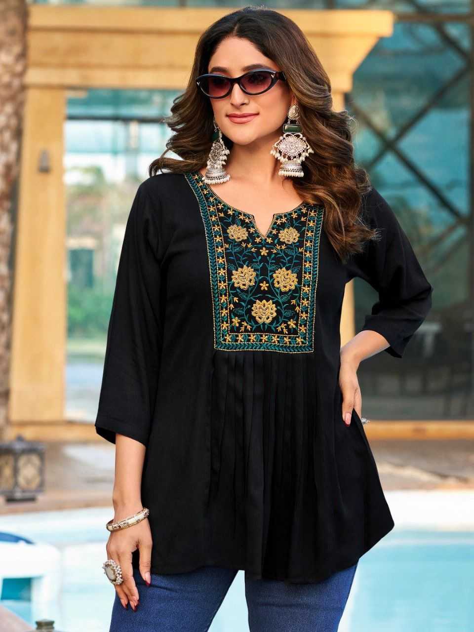 Ynf Heavy Rayon RIN190 Tops for Office Setwise Collections Wholesale Kurtis Catalogs Manufacturer