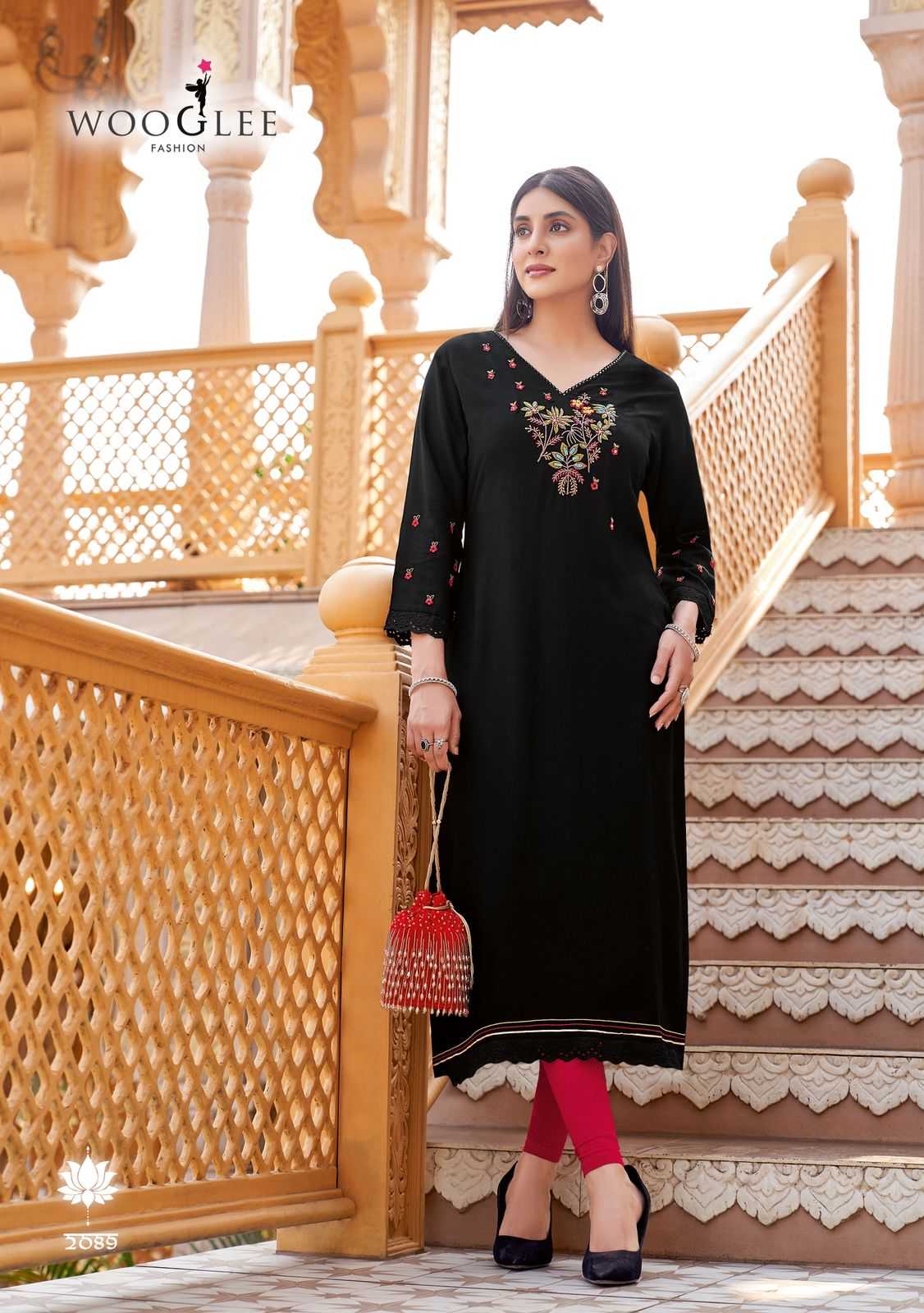 Ynf Heavy Rayon RIN190 Wooglee-Barbella Vol 13 Setwise Collections Wholesale Kurtis Catalogs Manufacturer