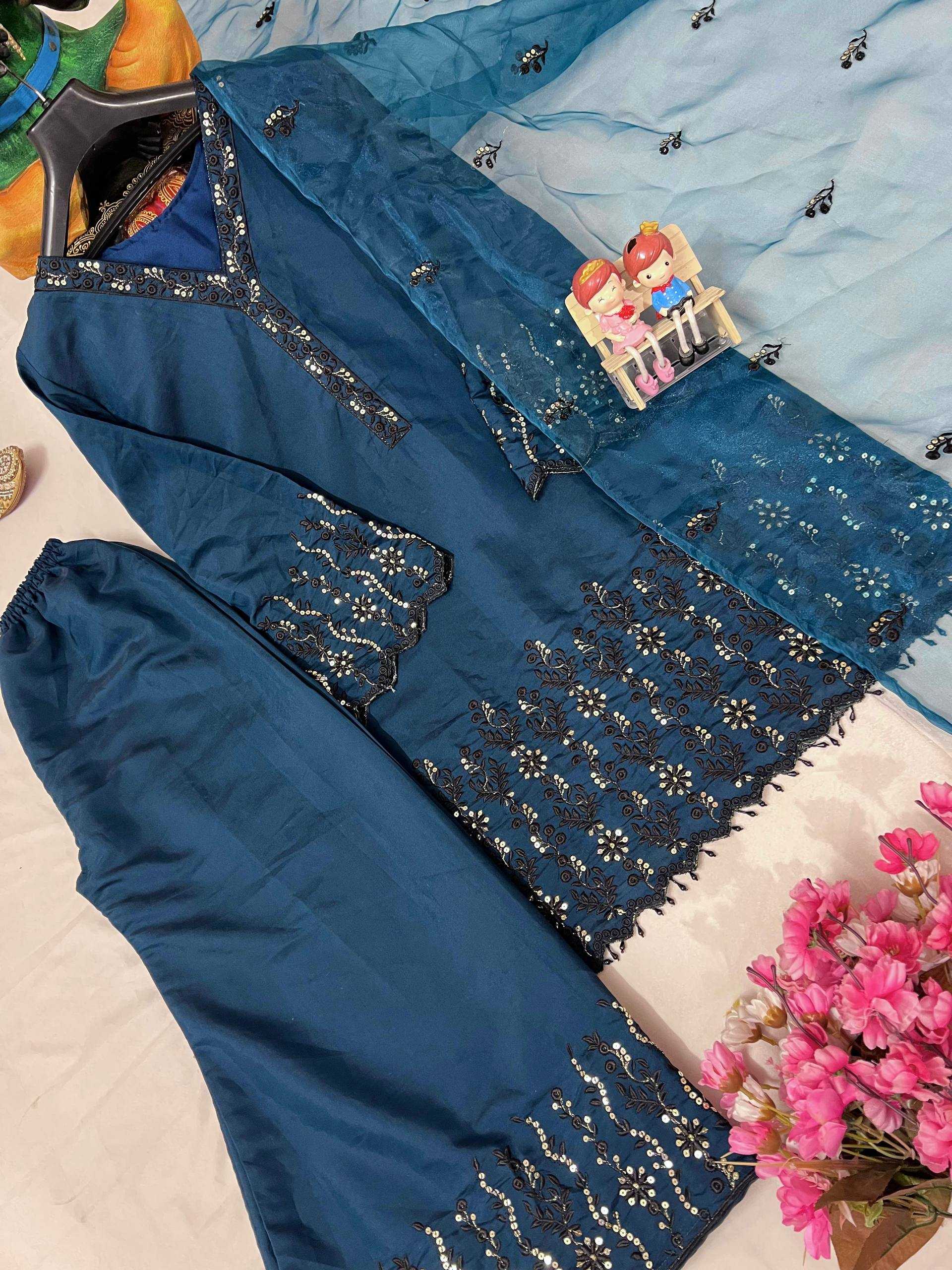 Ynf Heavy Roman Silk KESH492 1378 Suits & Dresses Wholesale Embroidery Suits Ladies Silk Suit Silk Suits Manufacturer