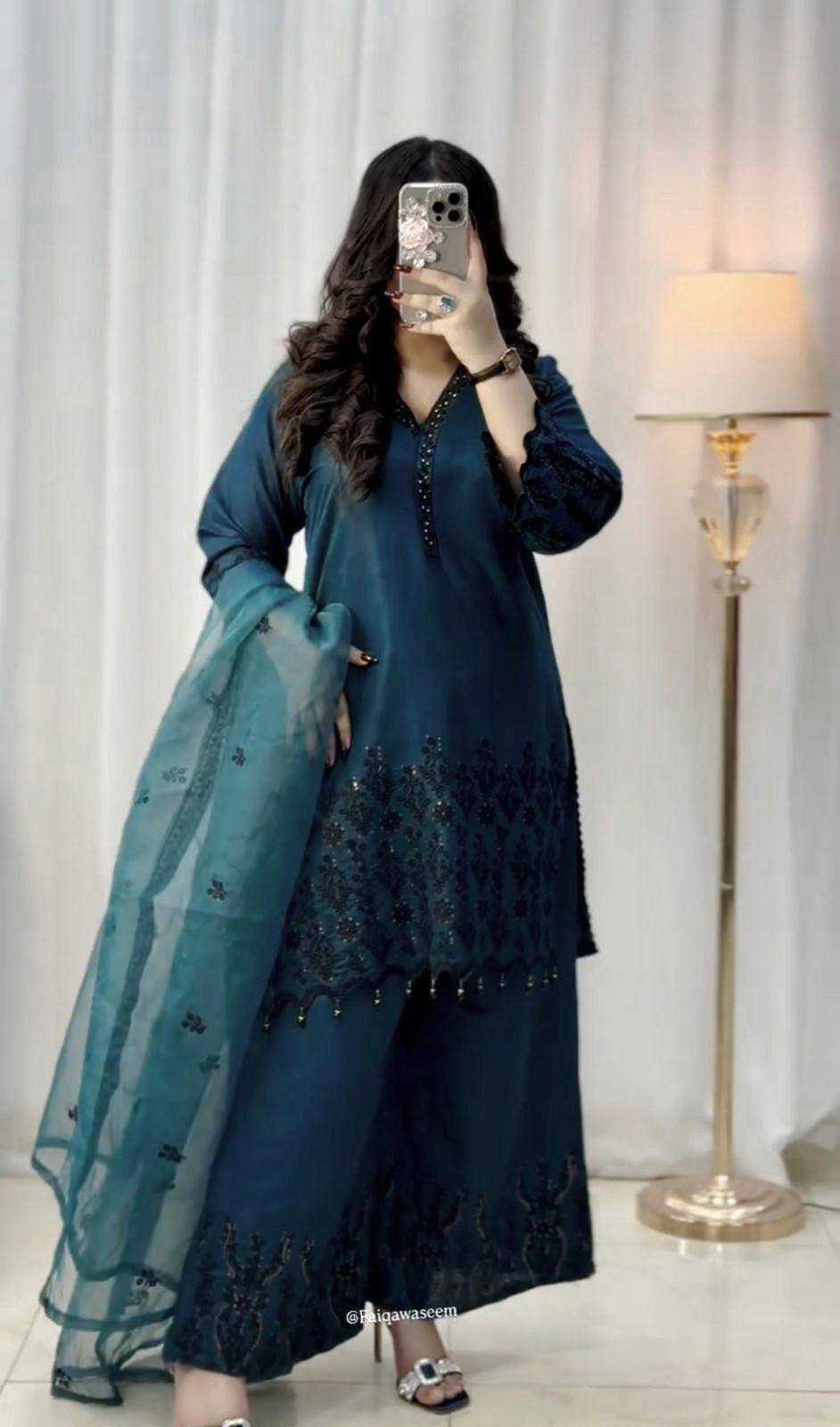 Ynf Heavy Roman Silk KESH492 1378 Suits & Dresses Wholesale Embroidery Suits Ladies Silk Suit Silk Suits Manufacturer