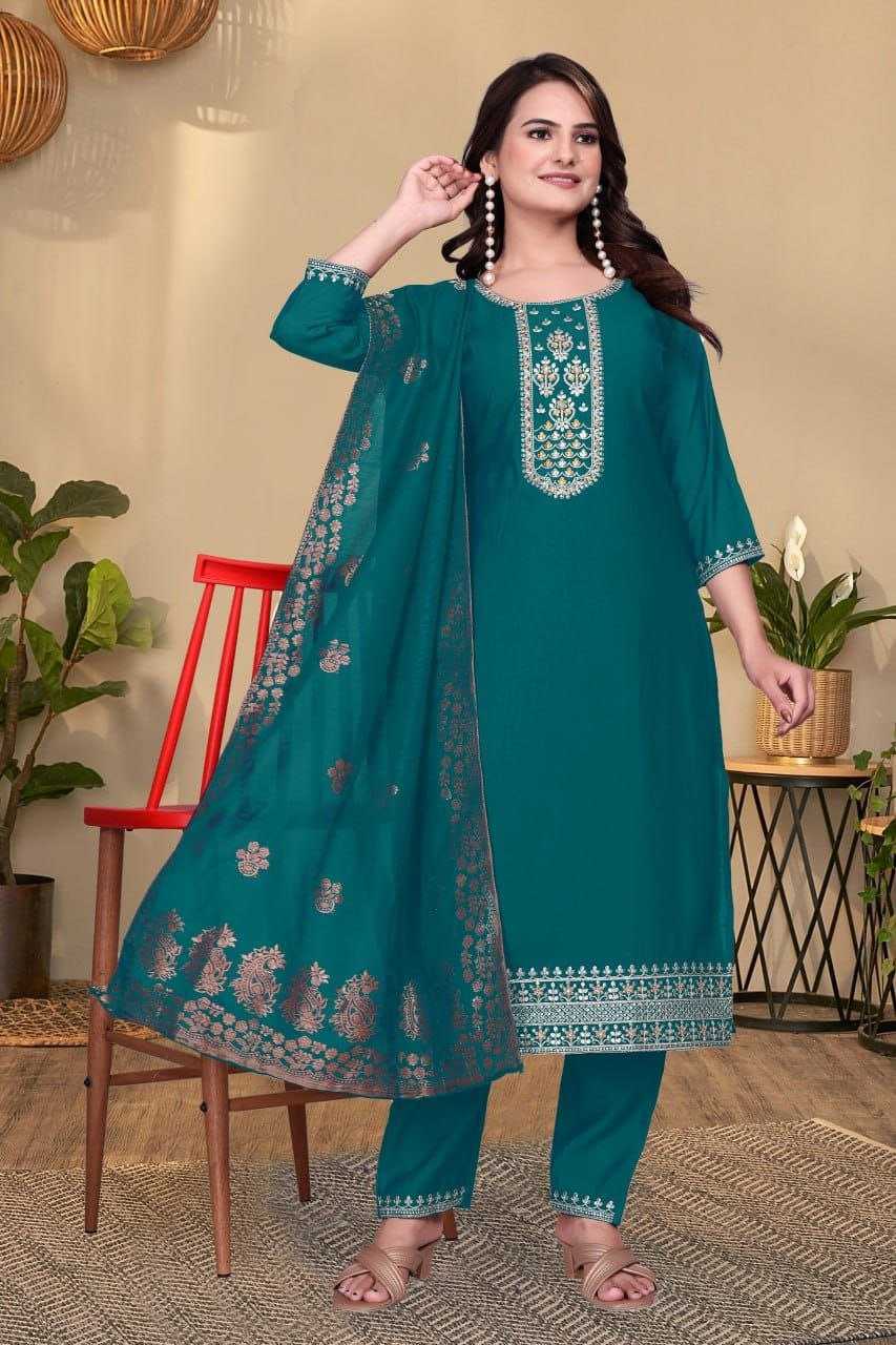 Ynf Heavy Roman Silk KESH517 H10 Kurti Wholesale Kurti Bottom With Dupatta Embroidered Kurtis Round Neck Kurtis Manufacturer