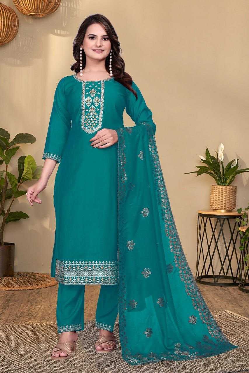 Ynf Heavy Roman Silk KESH517 H10 Kurti Wholesale Kurti Bottom With Dupatta Embroidered Kurtis Round Neck Kurtis Manufacturer