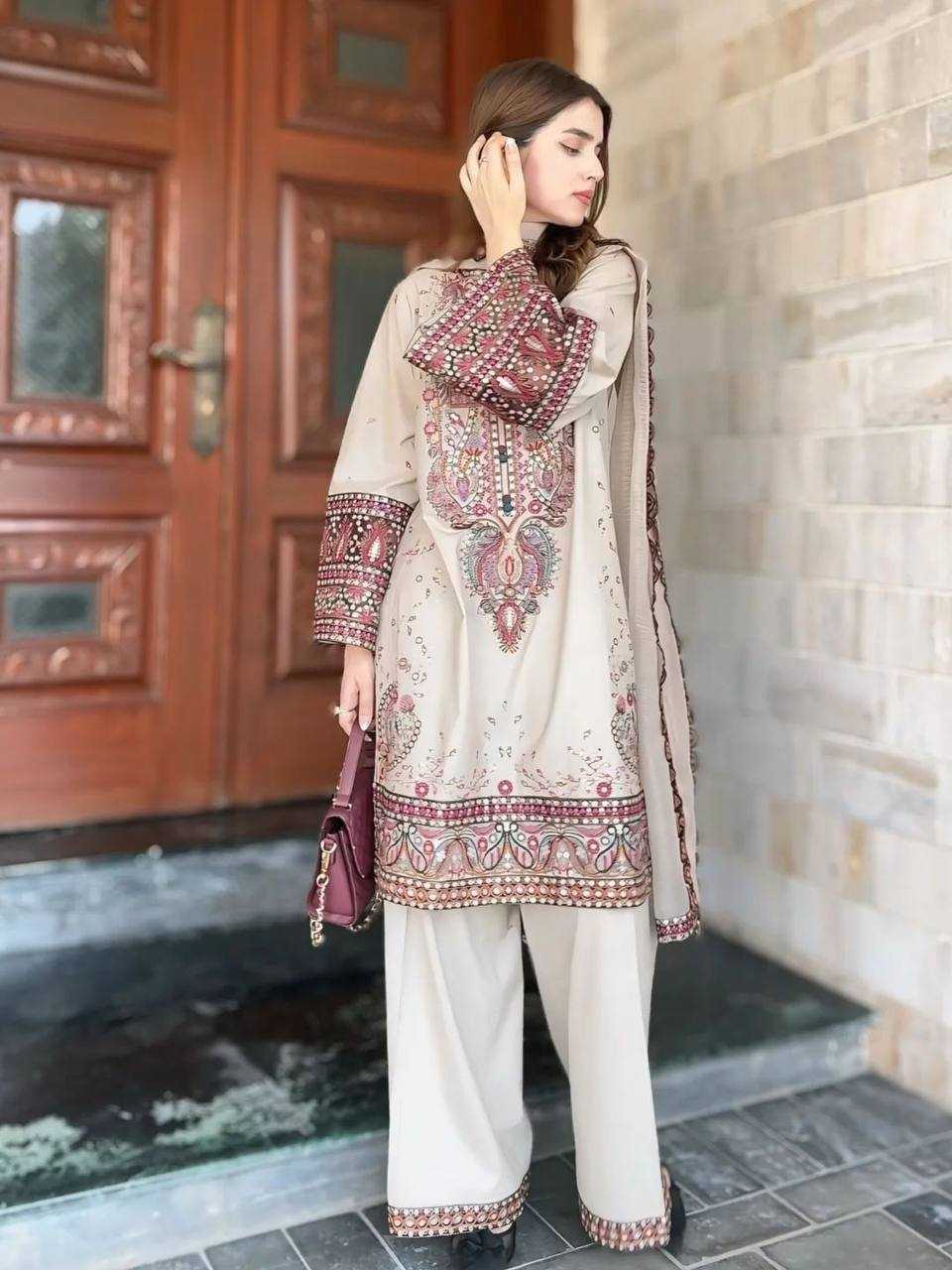 Ynf Heavy Roman Silk RIN141 1966 Suits & Dresses Wedding Collections Festive Collections Wholesale Palazzo Suit Ladies Silk Suit Embroidered Suits Manufacturer