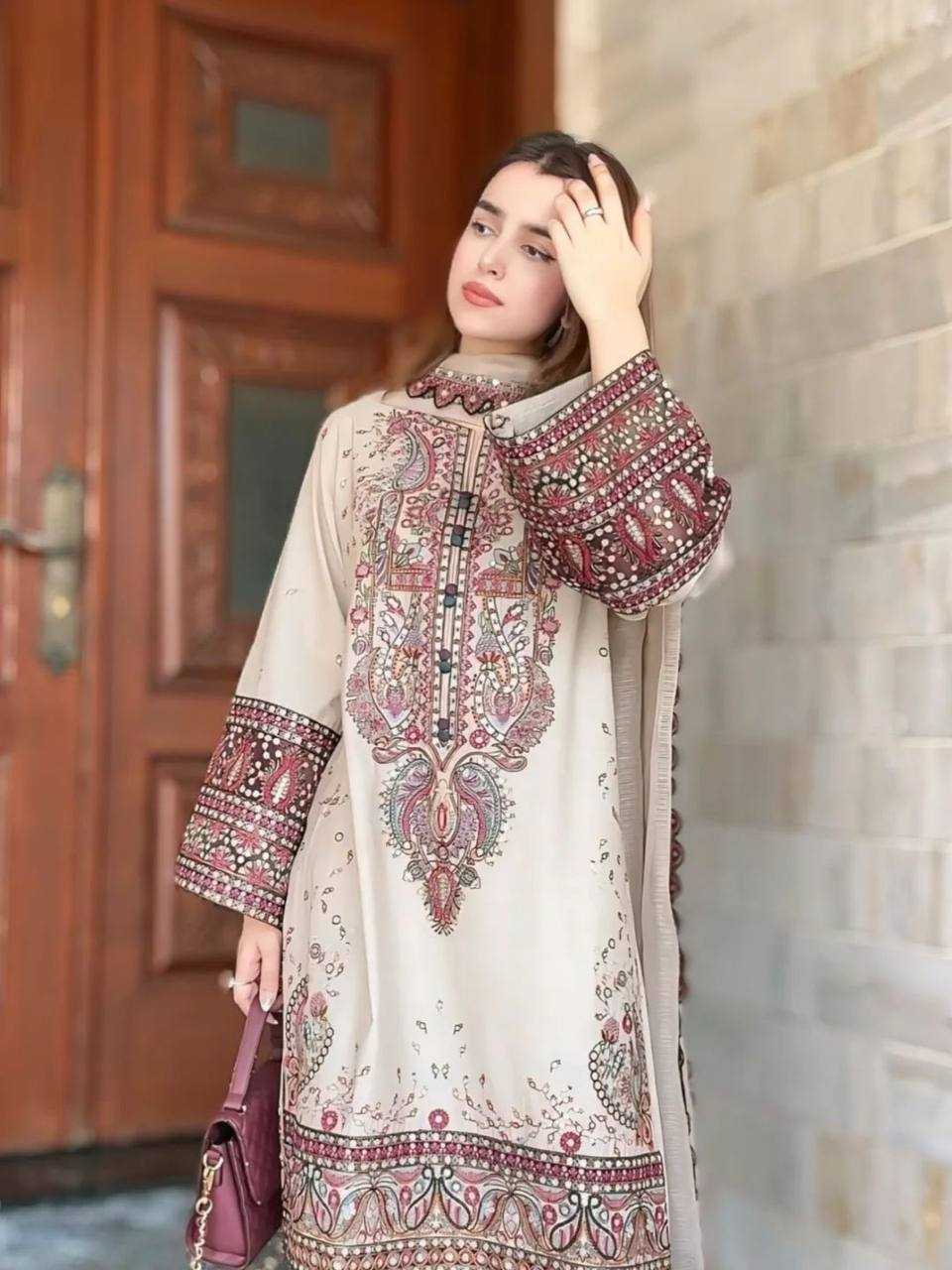Ynf Heavy Roman Silk RIN141 1966 Suits & Dresses Wedding Collections Festive Collections Wholesale Palazzo Suit Ladies Silk Suit Embroidered Suits Manufacturer