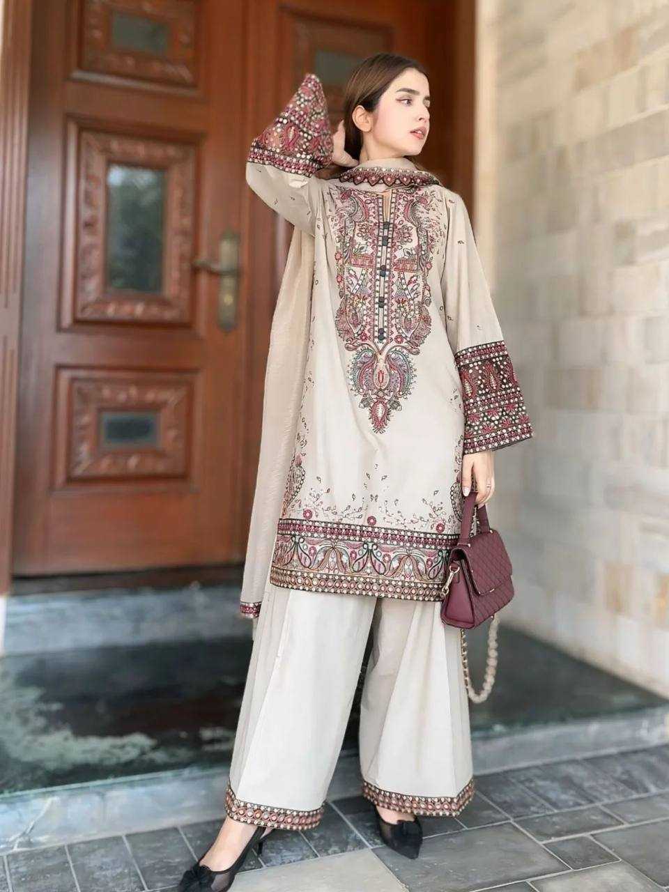 Ynf Heavy Roman Silk RIN141 1966 Suits & Dresses Wedding Collections Festive Collections Wholesale Palazzo Suit Ladies Silk Suit Embroidered Suits Manufacturer