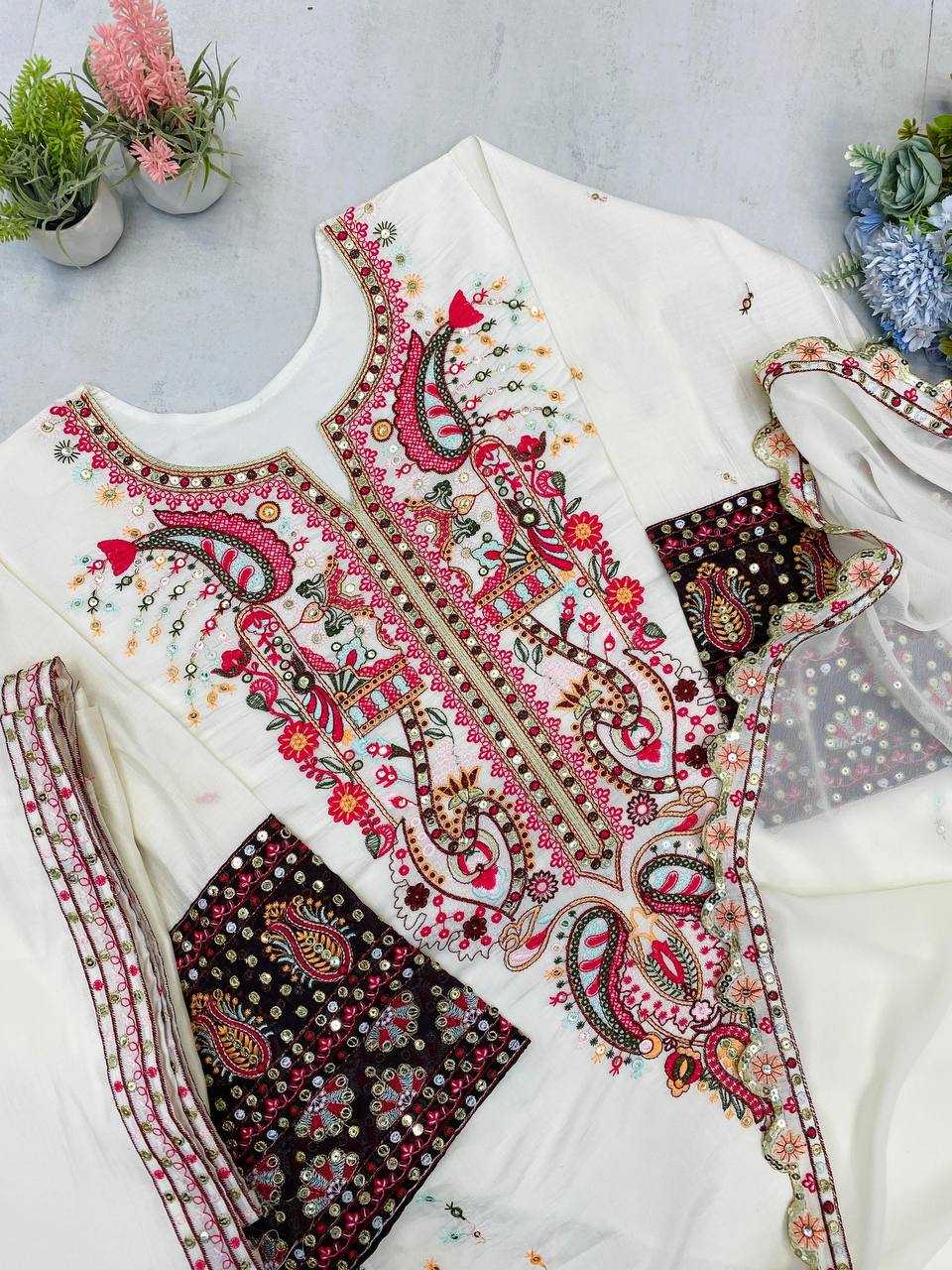 Ynf Heavy Roman Silk RIN141 1966 Suits & Dresses Wedding Collections Festive Collections Wholesale Palazzo Suit Ladies Silk Suit Embroidered Suits Manufacturer