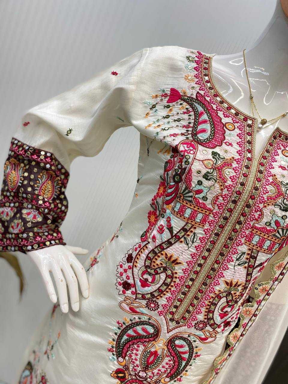 Ynf Heavy Roman Silk RIN141 1966 Suits & Dresses Wedding Collections Festive Collections Wholesale Palazzo Suit Ladies Silk Suit Embroidered Suits Manufacturer