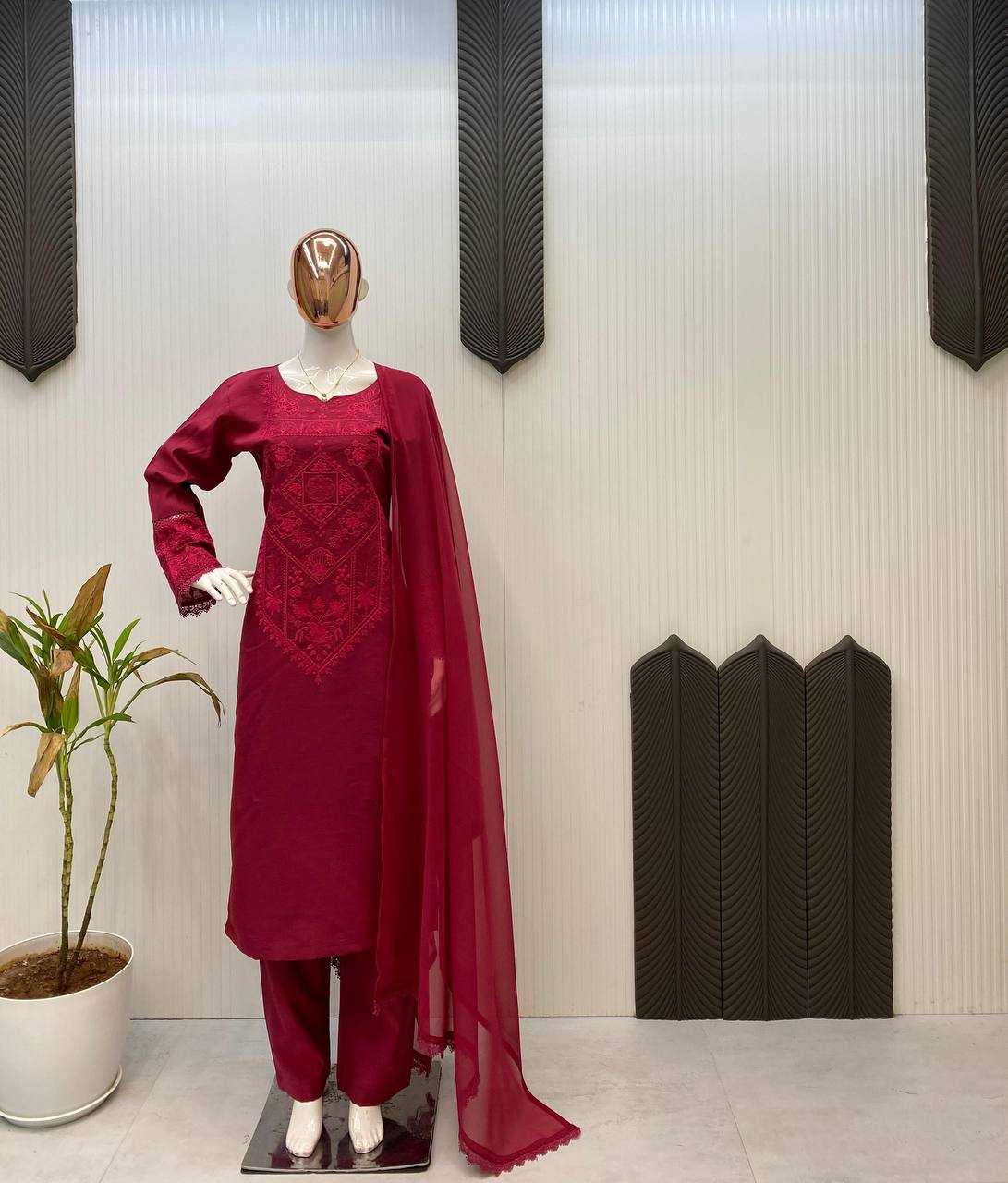 Ynf Heavy Roman Silk RIN141 1971 Suits & Dresses Wedding Collections Festive Collections Wholesale Embroidery Suits Ladies Silk Suit Wedding Outfits Manufacturer