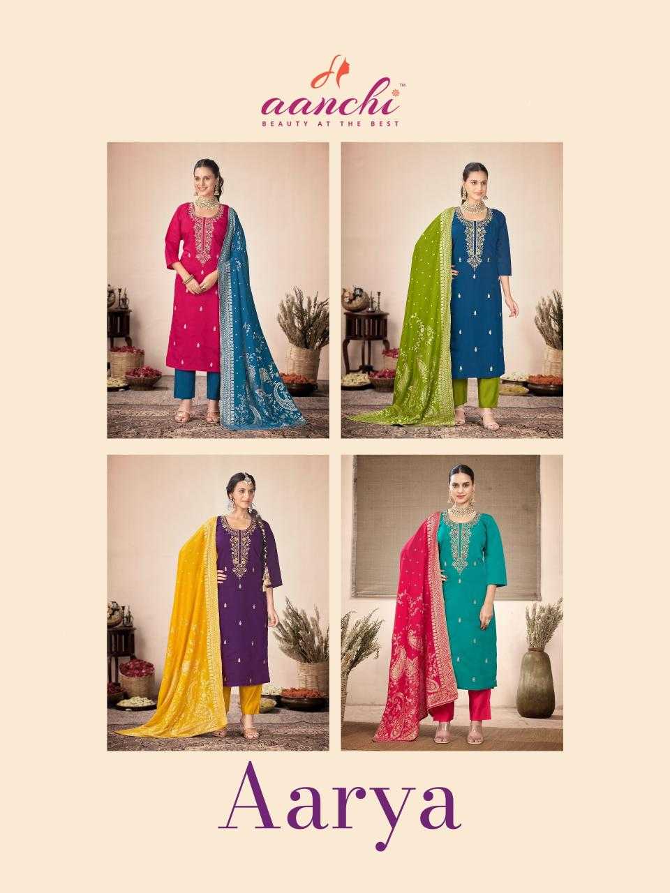 Ynf Heavy Roman Silk RIN190 Aanchi-AARYA Setwise Collections Wholesale Kurtis Catalogs Manufacturer