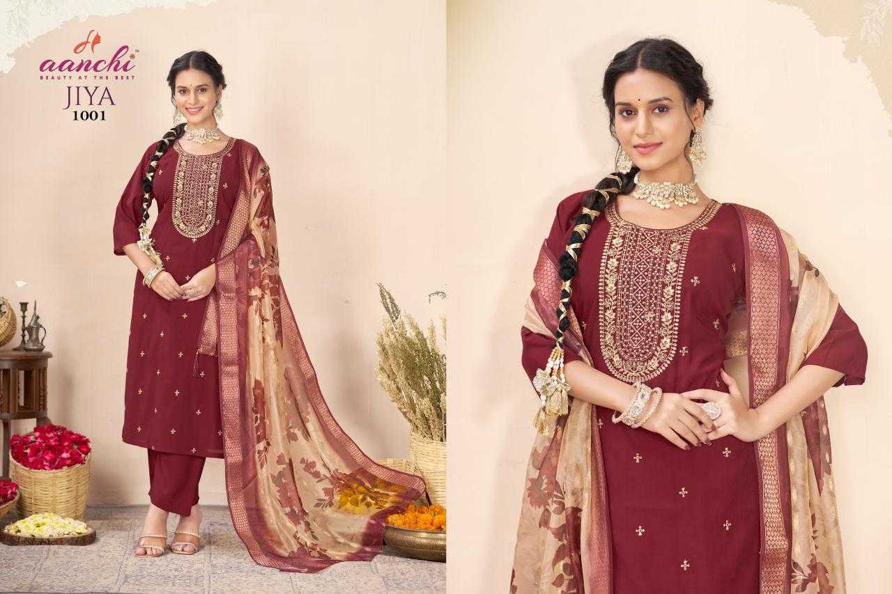 Ynf Heavy Roman Silk RIN190 AANCHI-JIYA Setwise Collections Wholesale Kurtis Catalogs Manufacturer