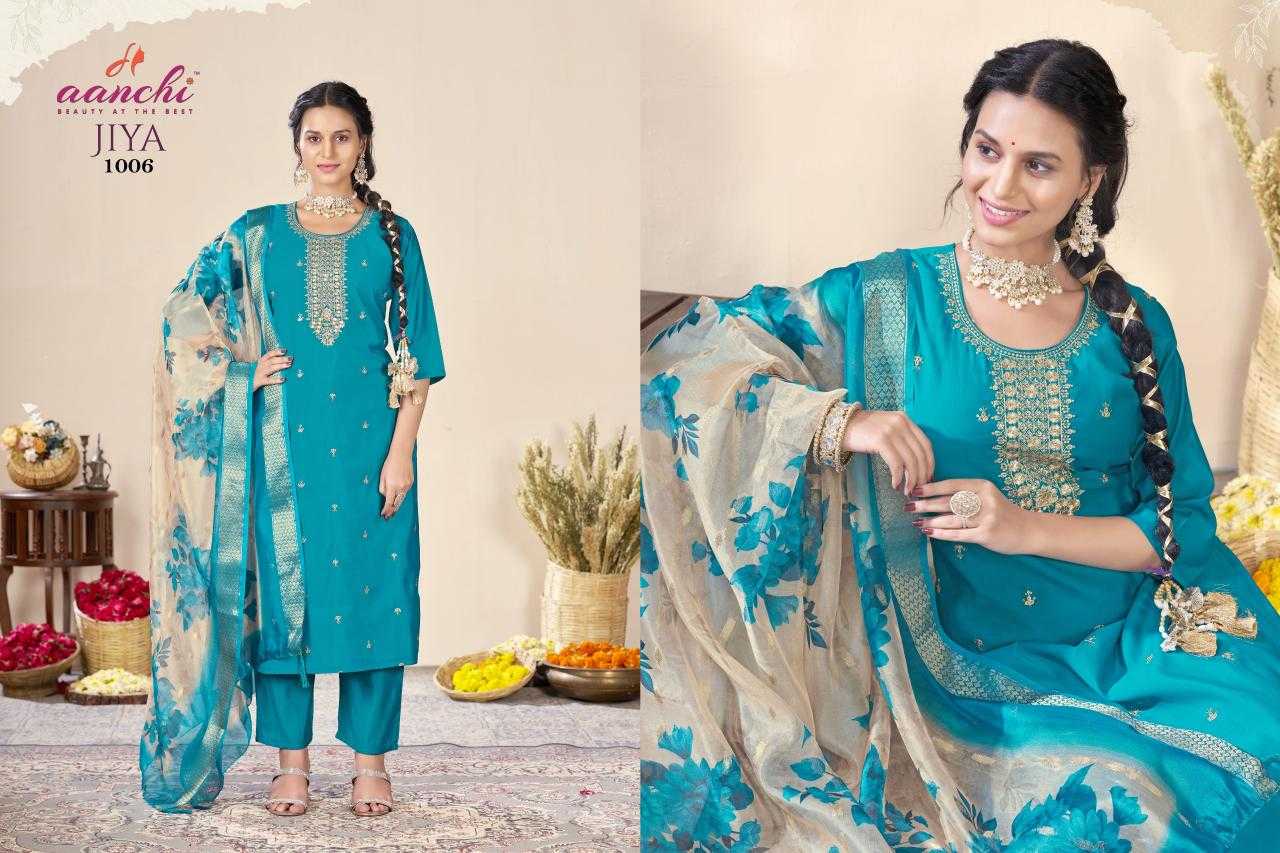 Ynf Heavy Roman Silk RIN190 AANCHI-JIYA Setwise Collections Wholesale Kurtis Catalogs Manufacturer