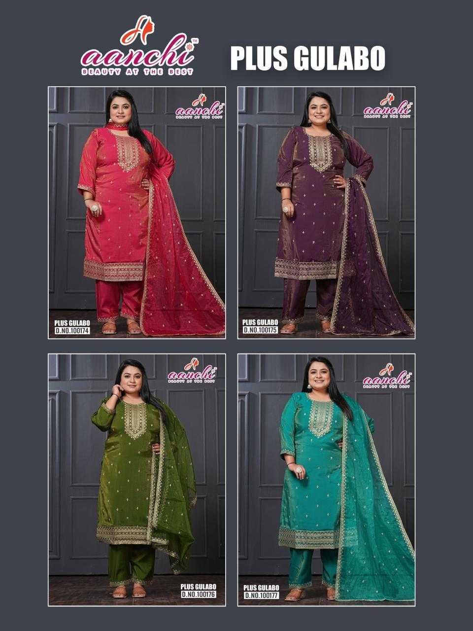Ynf Heavy Roman Silk RIN190 AANCHI-PLUS GULABO Setwise Collections Wholesale Dresses & Suits Catalogs Manufacturer