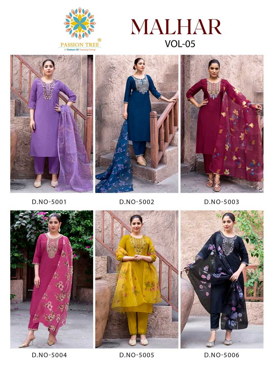 Ynf Heavy Roman Silk RIN190 Passion Tree-MALHAR VOL-5 Setwise Collections Wholesale Kurtis Catalogs Manufacturer
