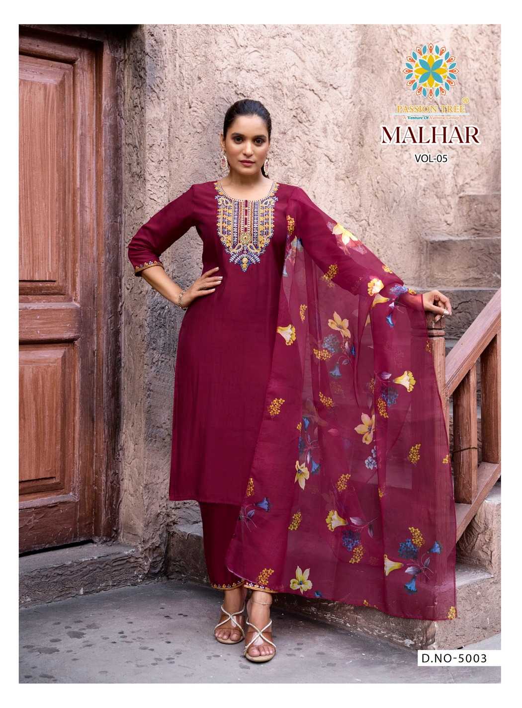 Ynf Heavy Roman Silk RIN190 Passion Tree-MALHAR VOL-5 Setwise Collections Wholesale Kurtis Catalogs Manufacturer