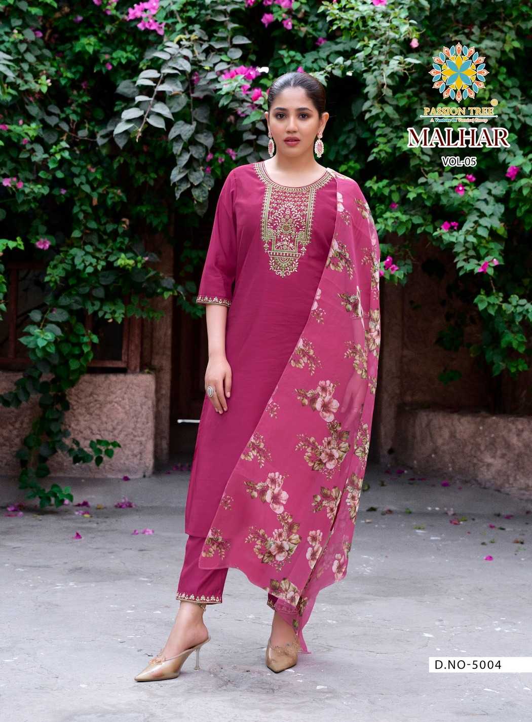 Ynf Heavy Roman Silk RIN190 Passion Tree-MALHAR VOL-5 Setwise Collections Wholesale Kurtis Catalogs Manufacturer