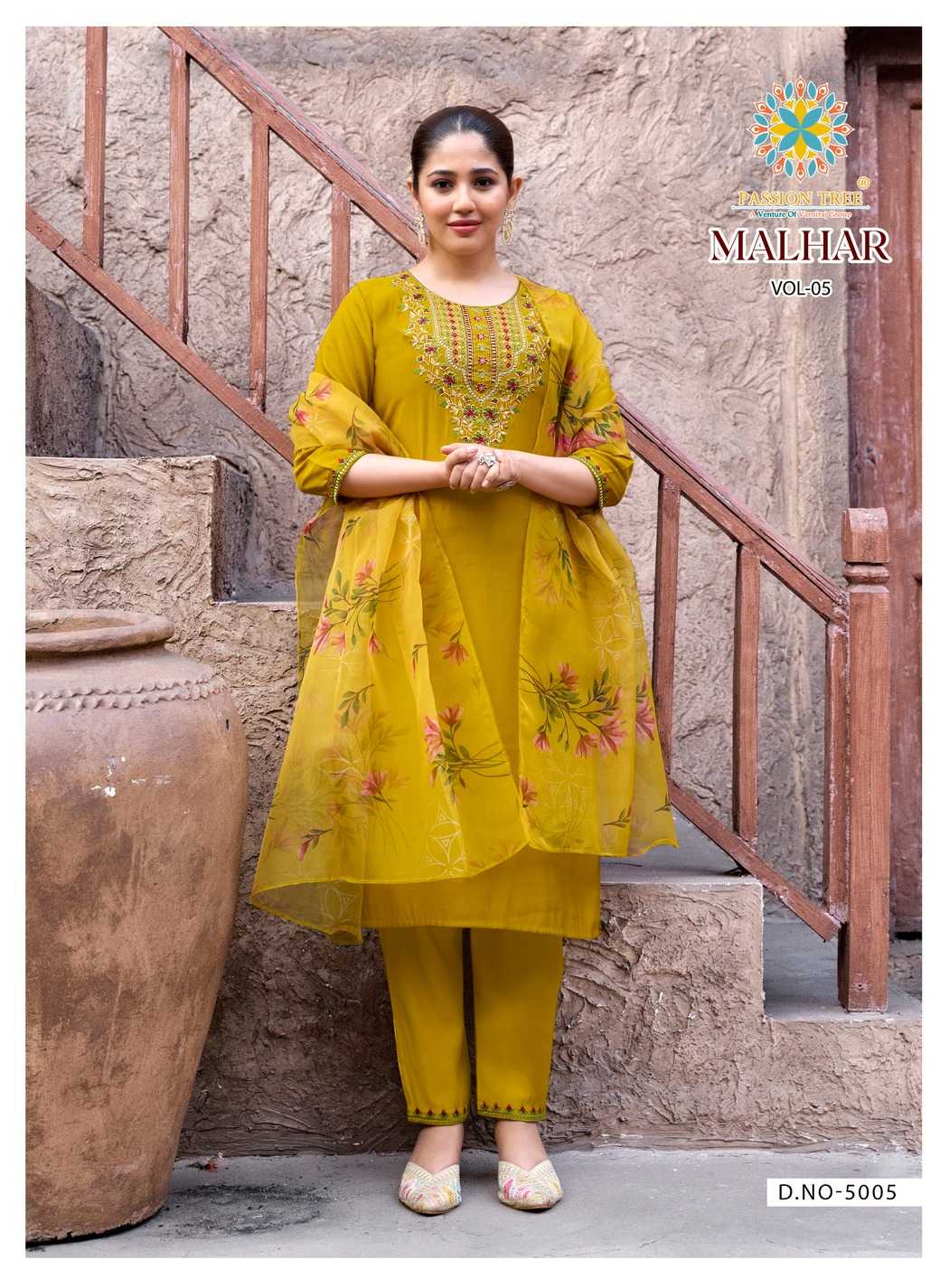 Ynf Heavy Roman Silk RIN190 Passion Tree-MALHAR VOL-5 Setwise Collections Wholesale Kurtis Catalogs Manufacturer