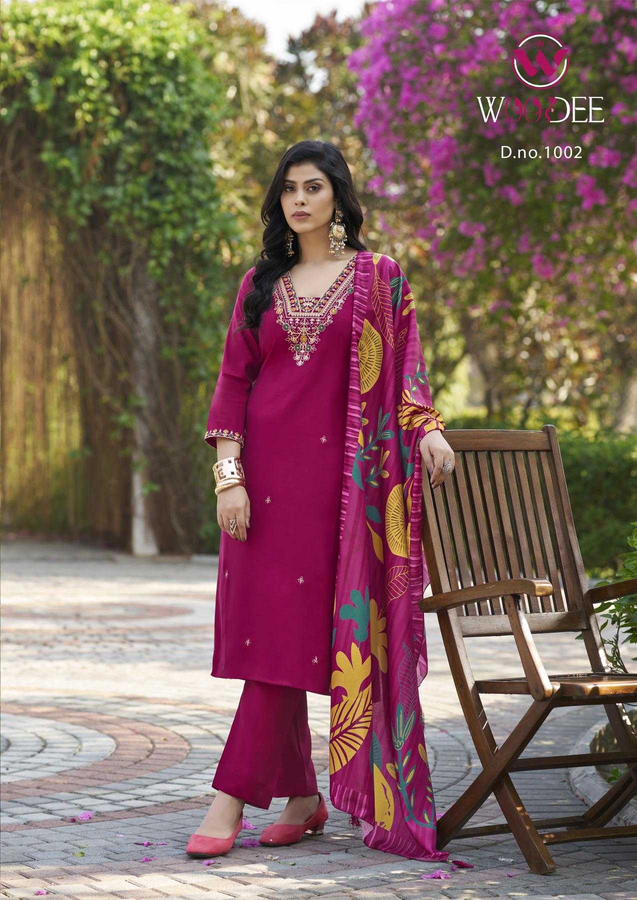 Ynf Heavy Roman Silk RIN190 WOODEE-MIRALEE Setwise Collections Wholesale Kurtis Catalogs Manufacturer