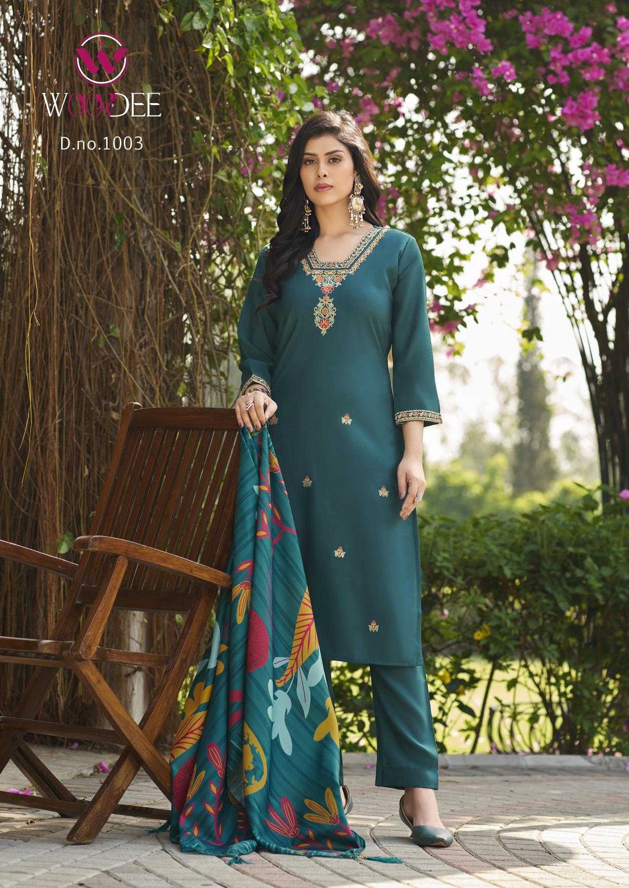 Ynf Heavy Roman Silk RIN190 WOODEE-MIRALEE Setwise Collections Wholesale Kurtis Catalogs Manufacturer