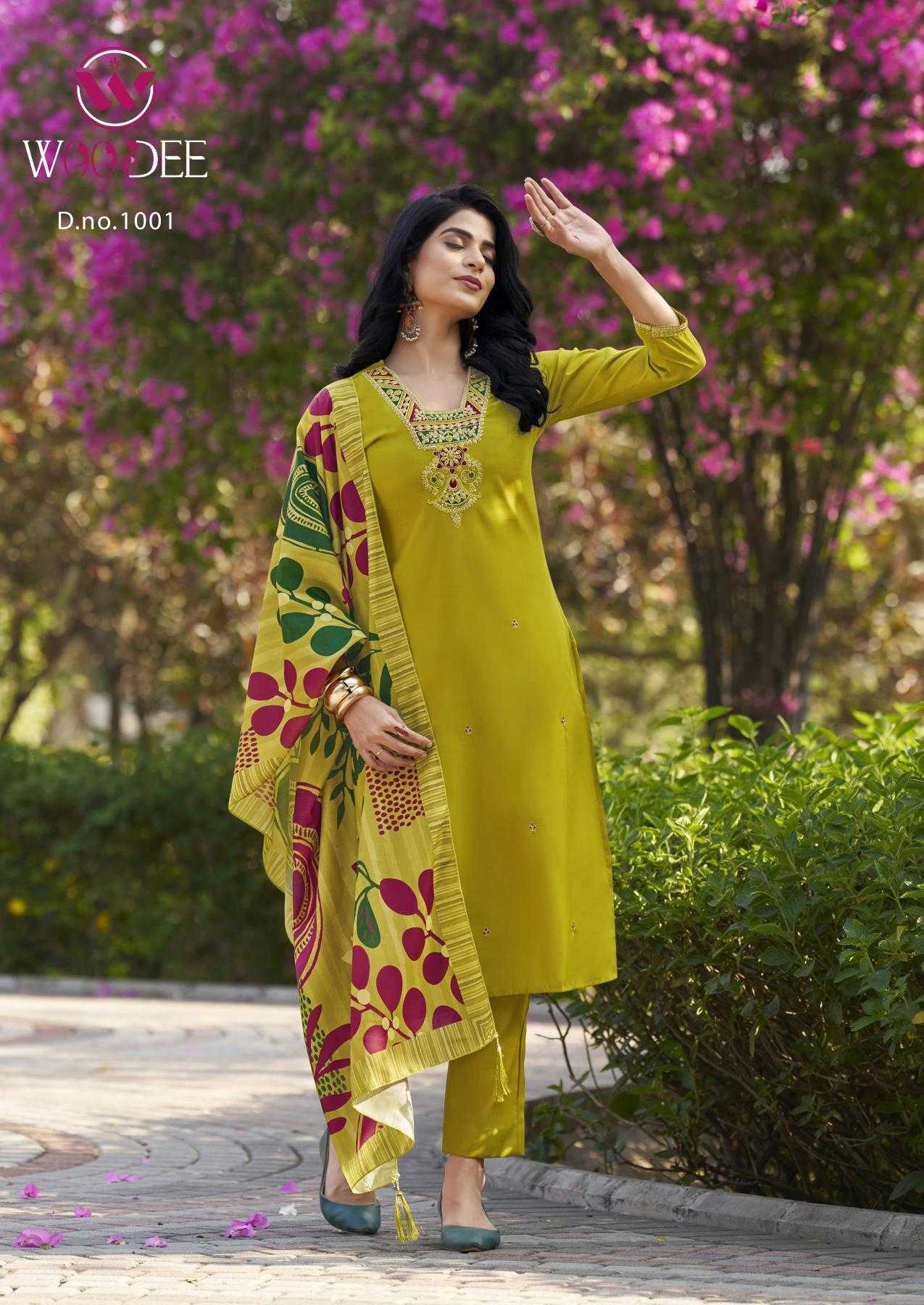 Ynf Heavy Roman Silk RIN190 WOODEE-MIRALEE Setwise Collections Wholesale Kurtis Catalogs Manufacturer