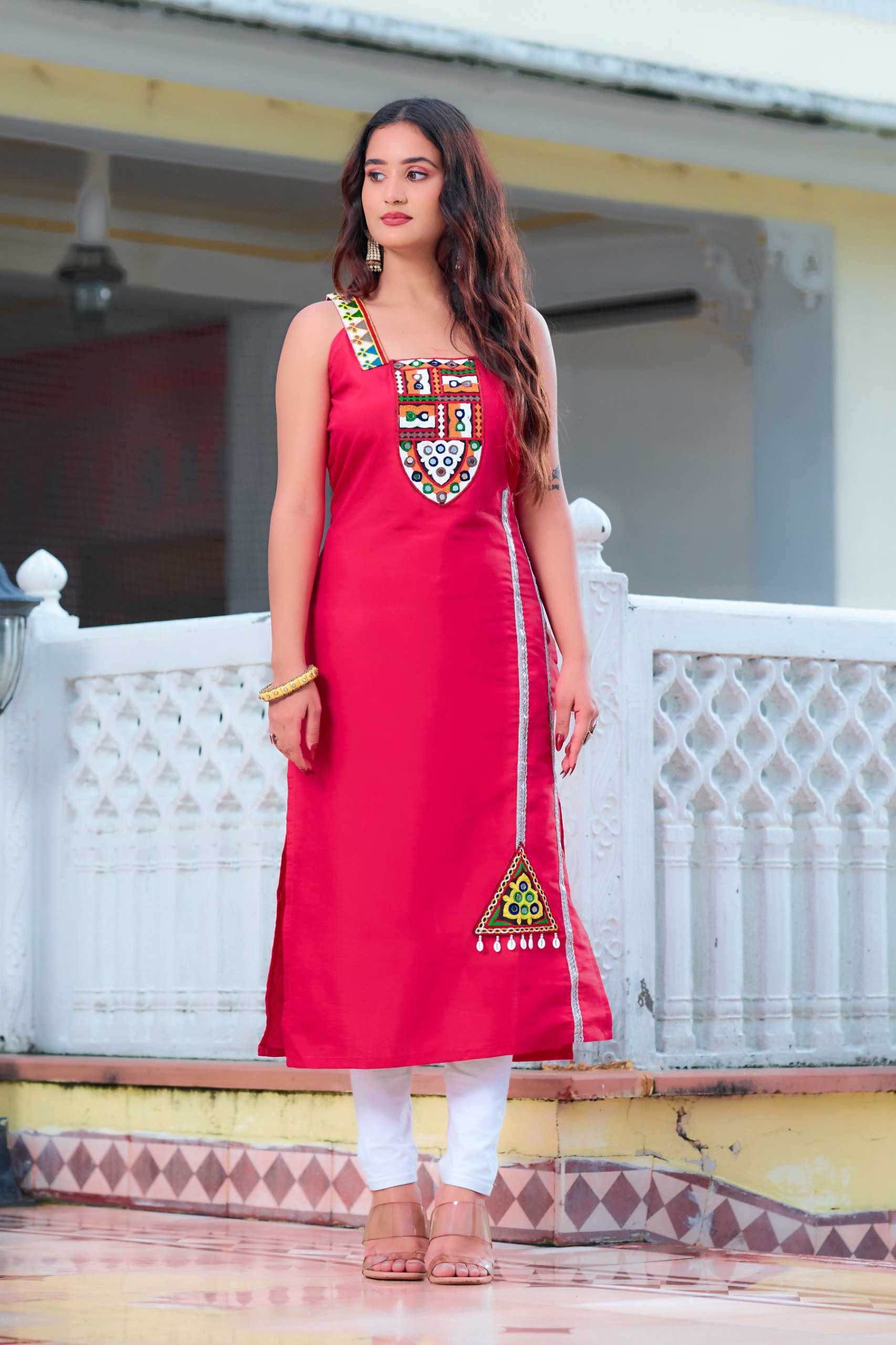 Ynf Heavy Roman Silk RIN218 1072 Kurti Wholesale Mirror Work Kurti Sleeveless Kurtis Manufacturer