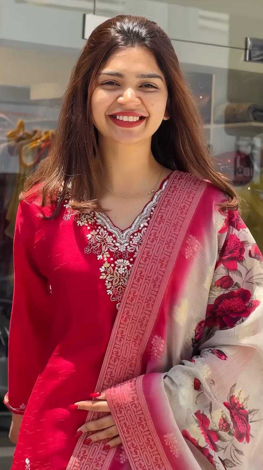 Ynf Heavy Roman Silk RIN222 SHELBY Kurti Wholesale Embroidered Kurtis Silk Kurtis Red Kurtis Manufacturer