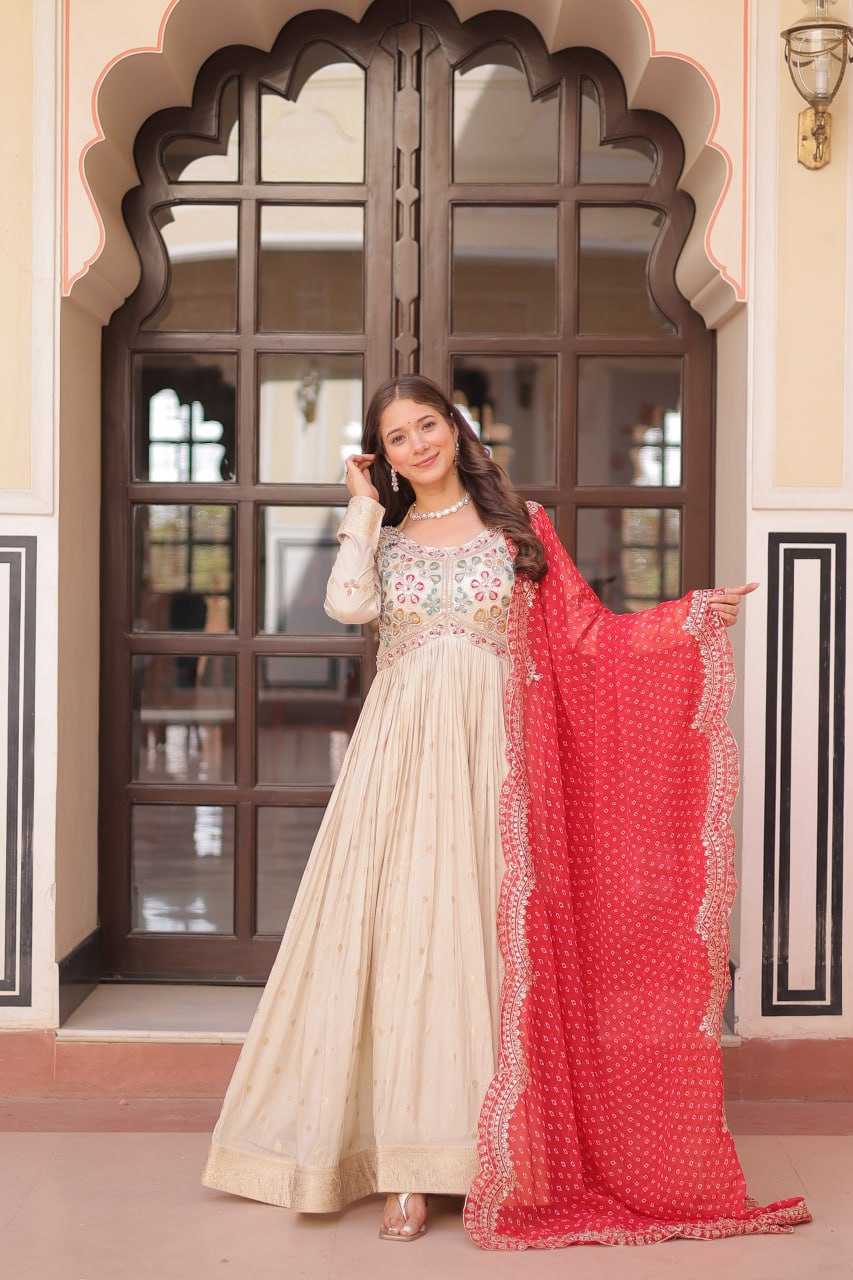 Ynf Jacquard KESH491 9249 Gowns Wedding Collections Festive Collections Wholesale Printed Gowns Embroidered Gown Gown With Dupatta Manufacturer