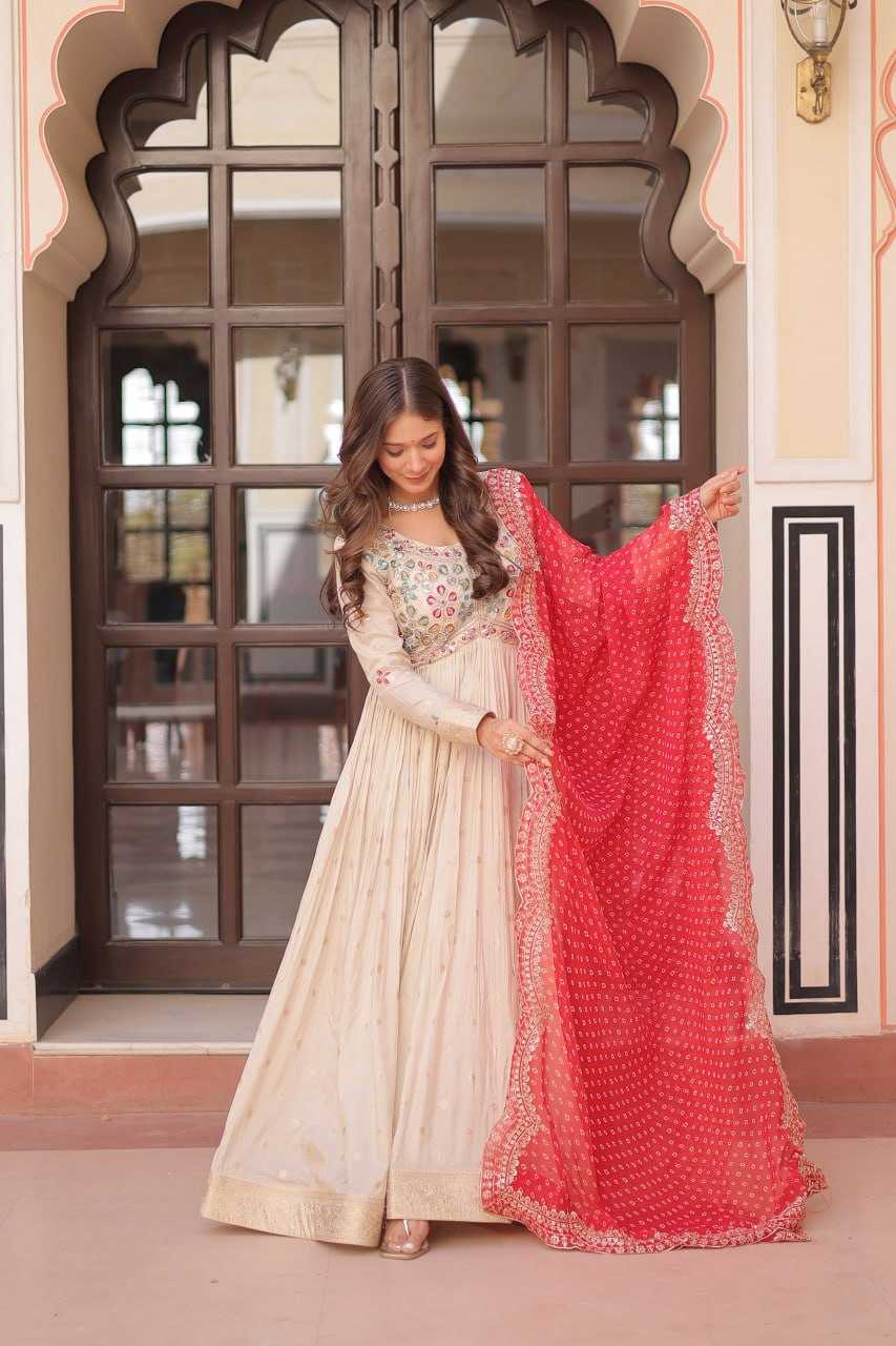 Ynf Jacquard KESH491 9249 Gowns Wedding Collections Festive Collections Wholesale Printed Gowns Embroidered Gown Gown With Dupatta Manufacturer