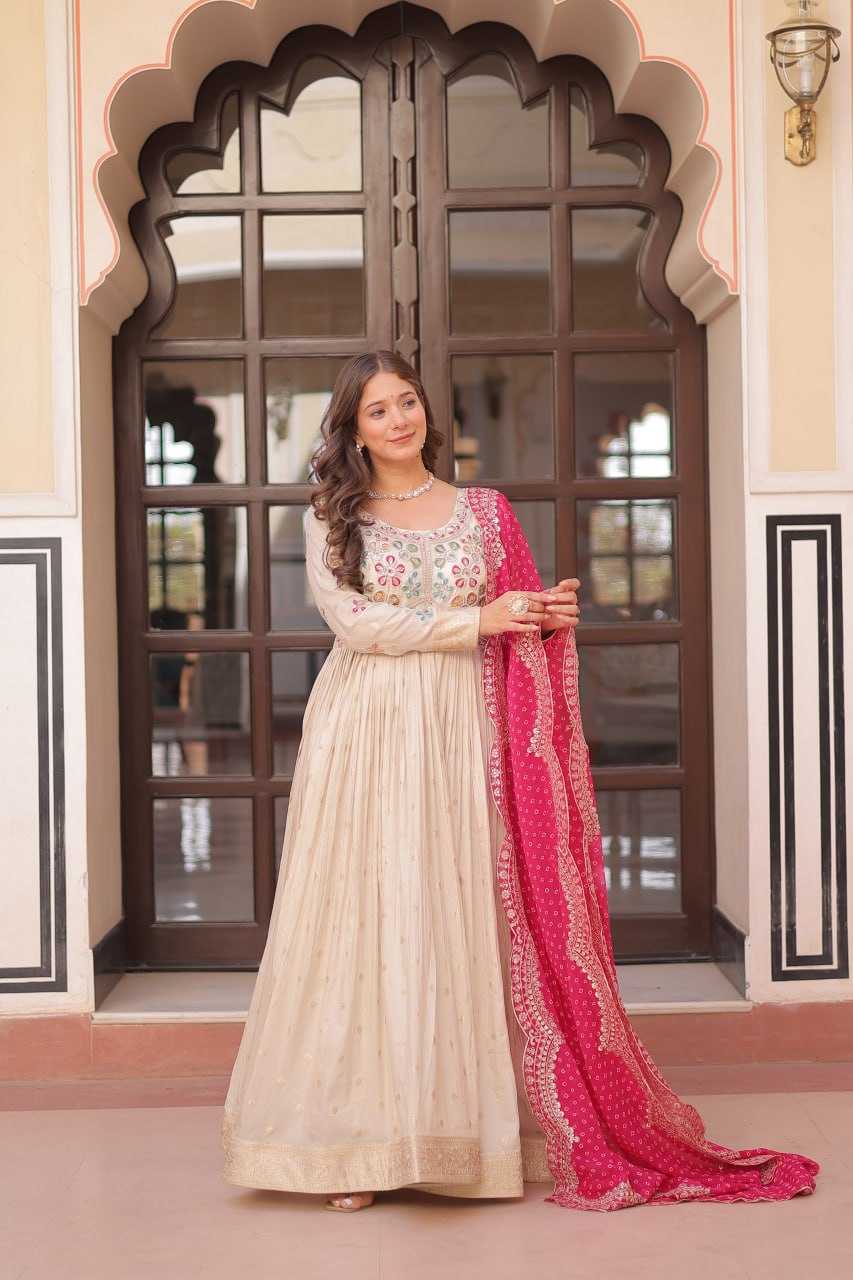 Ynf Jacquard KESH491 9249 Gowns Wedding Collections Festive Collections Wholesale Printed Gowns Embroidered Gown Gown With Dupatta Manufacturer
