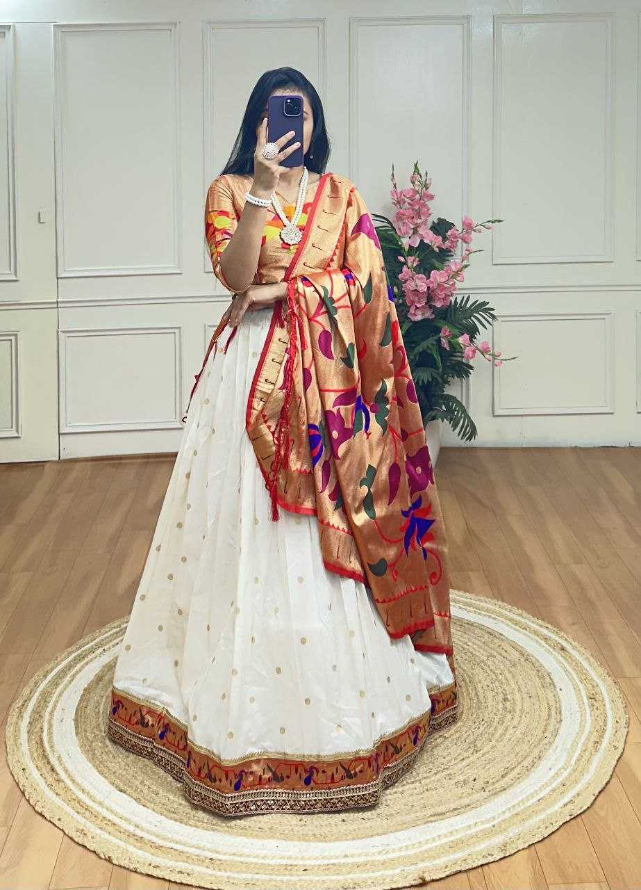 Ynf Jacquard KESH511 kanta bai Lehengas Wholesale Traditional Lehenga Paithani Lehenga White Lehenga Manufacturer