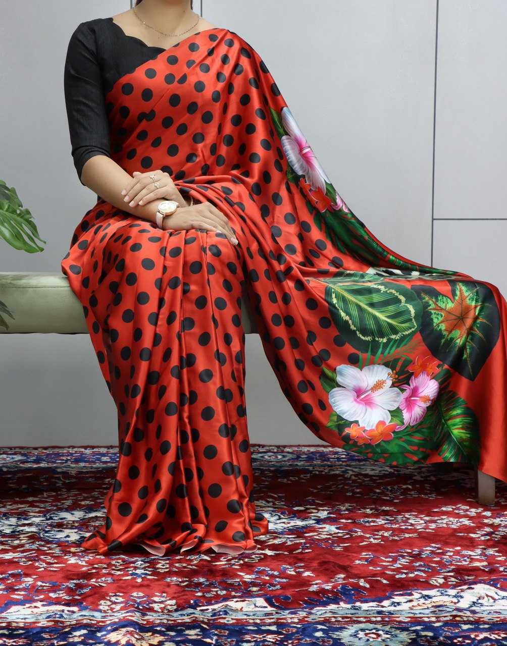 Ynf Japan Sartin RIN119 1207 Sarees Wholesale Printed Sarees Crape Satin Sarees Satin Sarees Manufacturer