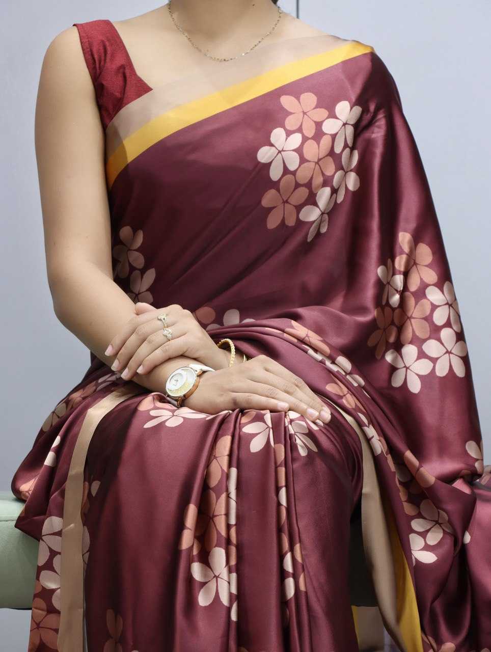 Ynf Japan Sartin RIN119 1207 Sarees Wholesale Printed Sarees Crape Satin Sarees Satin Sarees Manufacturer