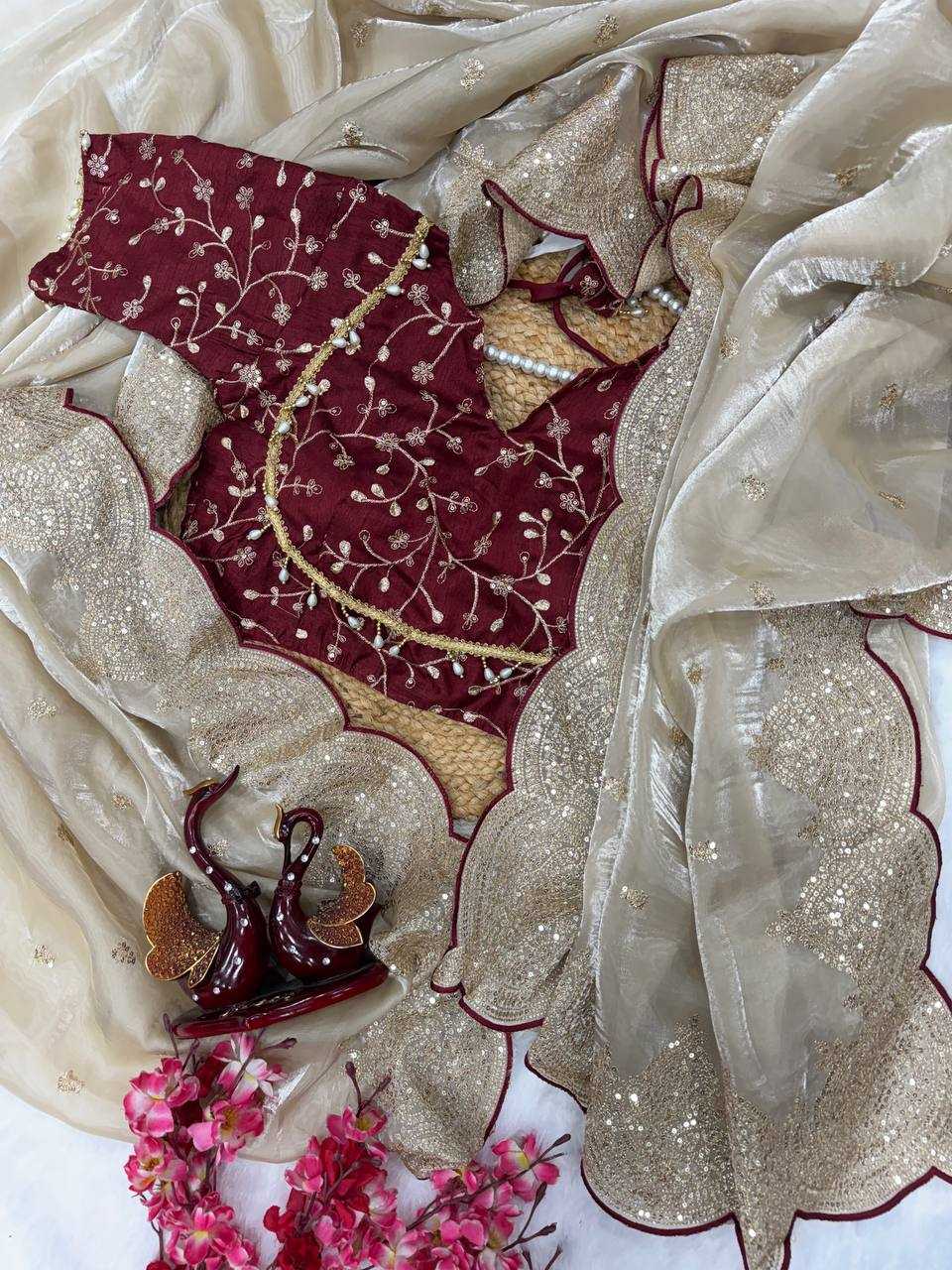 Ynf Jimmy Choo KESH151 5477 Sarees Wholesale Jimmy Choo Sarees Embroidered Sarees Cutwork Saree Manufacturer