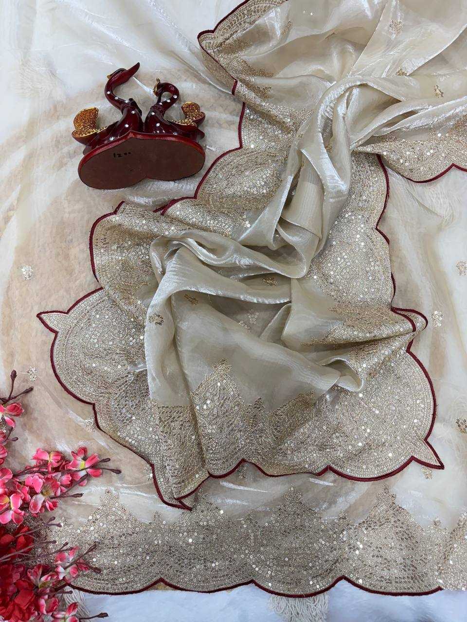 Ynf Jimmy Choo KESH151 5477 Sarees Wholesale Jimmy Choo Sarees Embroidered Sarees Cutwork Saree Manufacturer