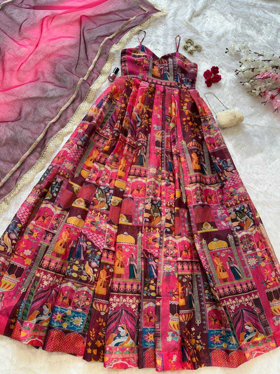 Ynf Jimmy Choo KESH154 300 Gowns Wholesale Printed Gowns Anarkali Gown Long Gowns Manufacturer