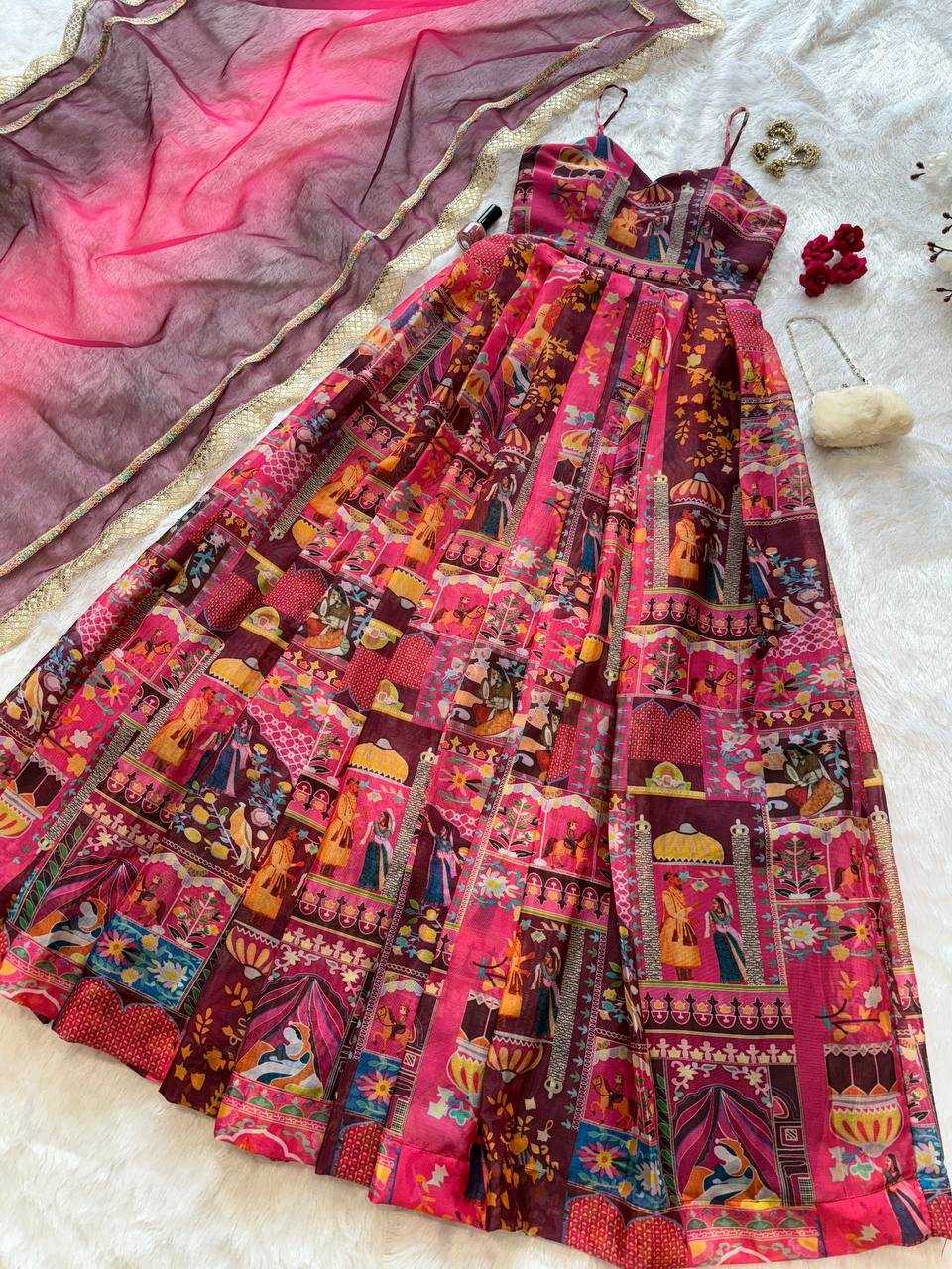 Ynf Jimmy Choo KESH154 300 Gowns Wholesale Printed Gowns Anarkali Gown Long Gowns Manufacturer