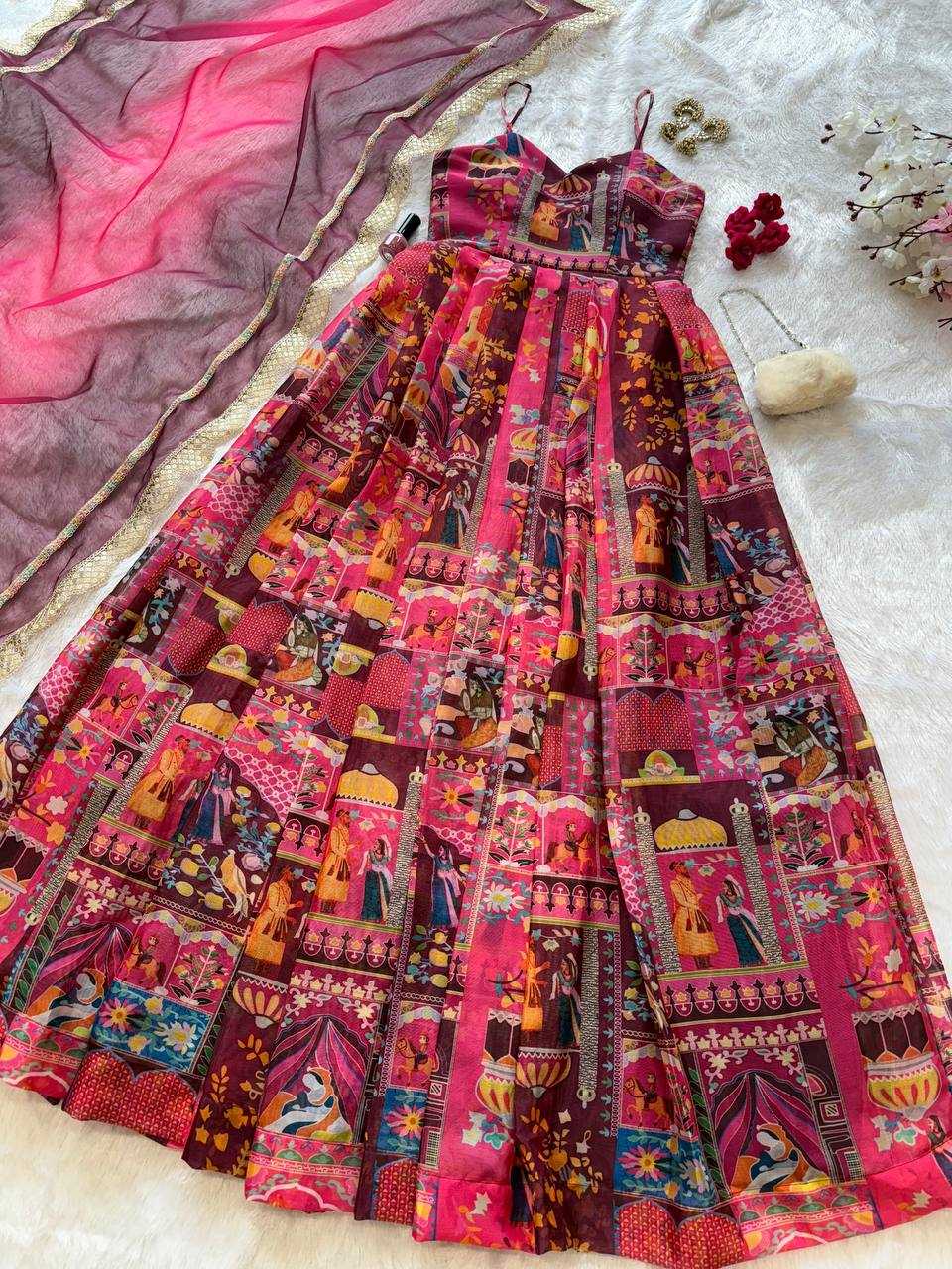 Ynf Jimmy Choo KESH154 300 Gowns Wholesale Printed Gowns Anarkali Gown Long Gowns Manufacturer