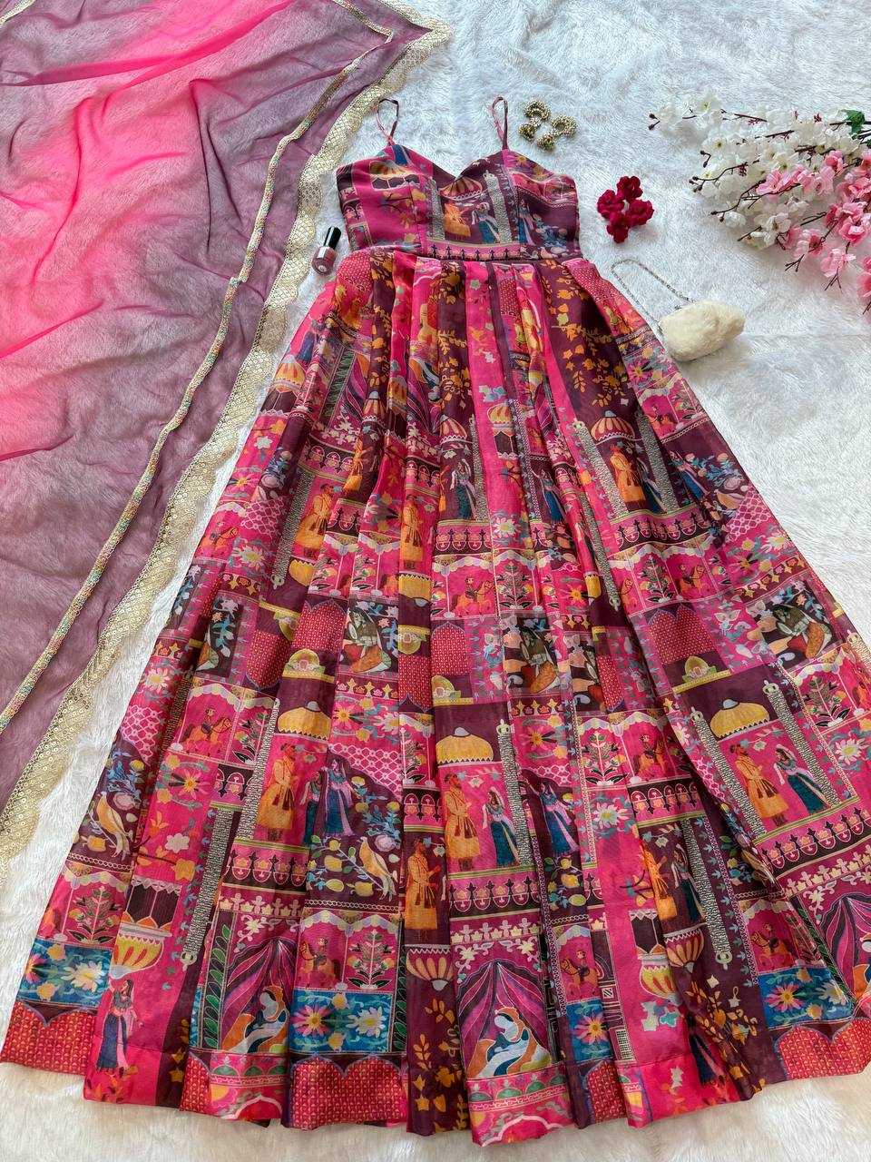 Ynf Jimmy Choo KESH154 300 Gowns Wholesale Printed Gowns Anarkali Gown Long Gowns Manufacturer