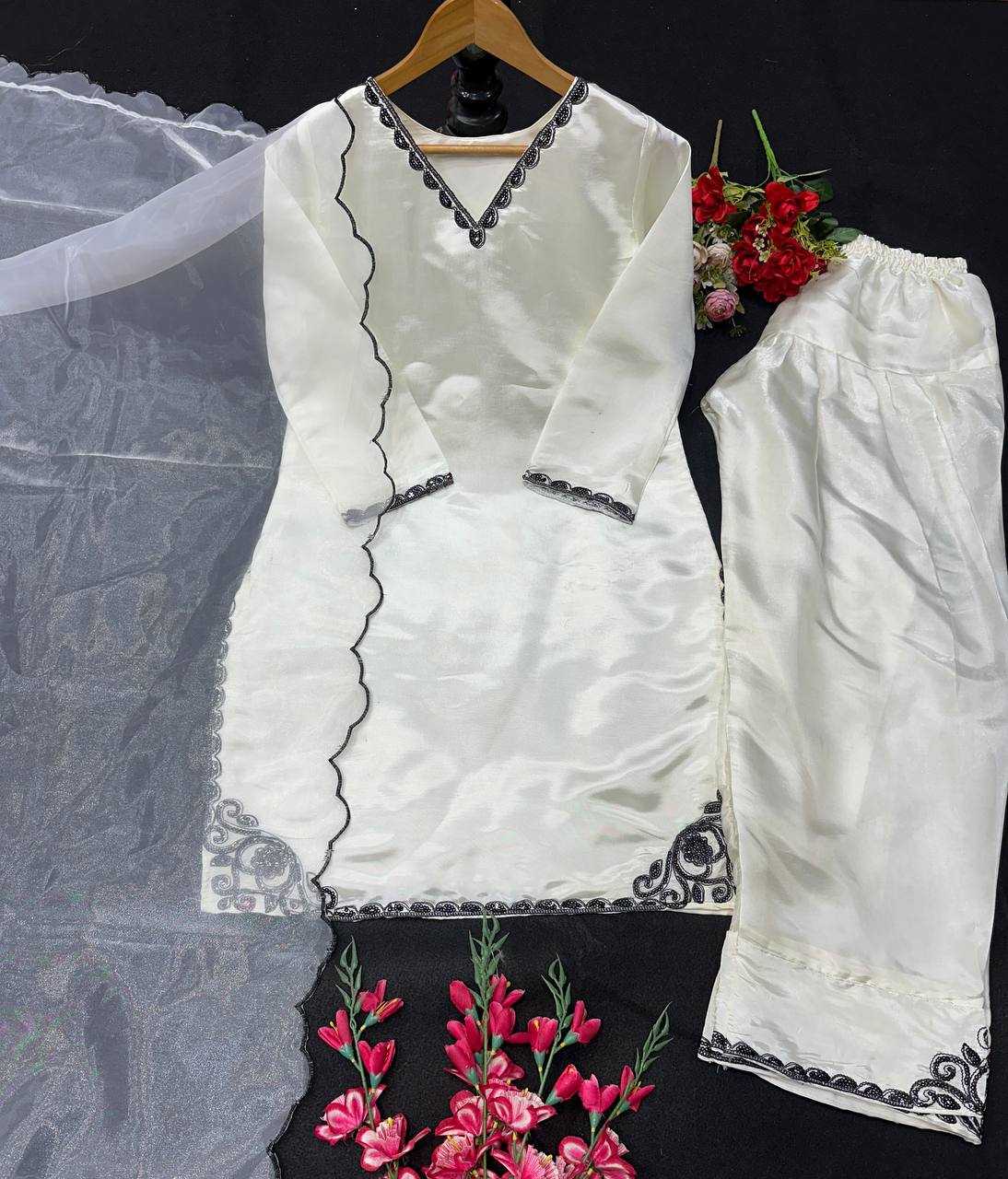 Ynf Jimmy Choo KESH523 074 Suits & Dresses Wholesale Palazzo Suit Party wear suits White Salwar Suit Manufacturer