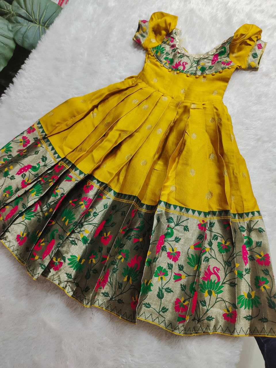 Ynf Kanjivaram Silk RIN161 RAKHI Kids Wear Wholesale Kids Gown Kids Traditional Outfits Kids Silk Dress Manufacturer