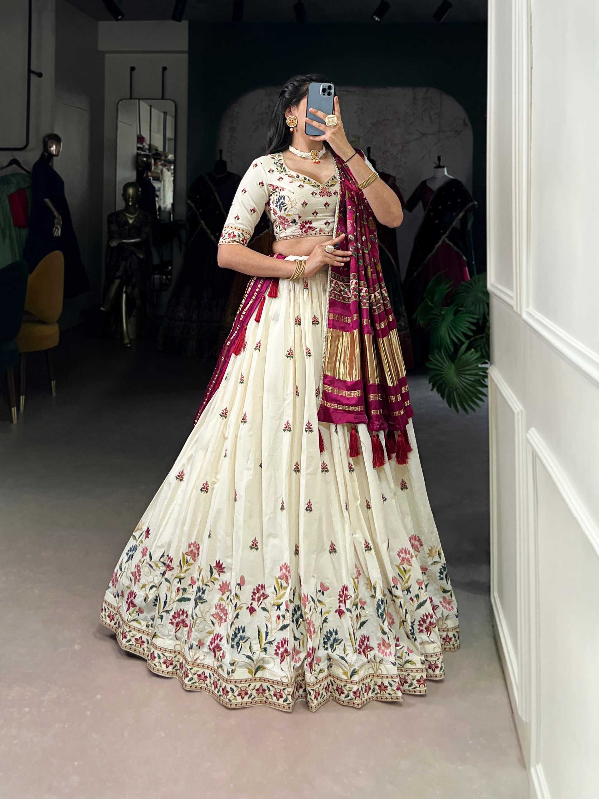 Ynf Khadi Cotton KESH134 1437 Lehengas Festive Collections Wholesale Embroidered Lehenga Sequins Lehenga Lehenga With Blouse Manufacturer