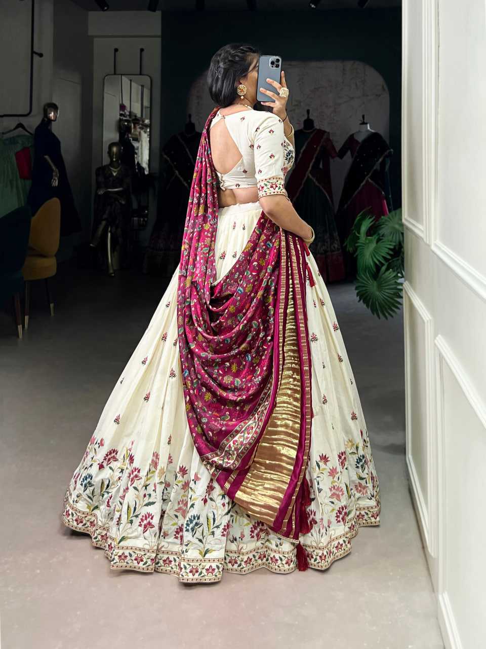 Ynf Khadi Cotton KESH134 1437 Lehengas Festive Collections Wholesale Embroidered Lehenga Sequins Lehenga Lehenga With Blouse Manufacturer