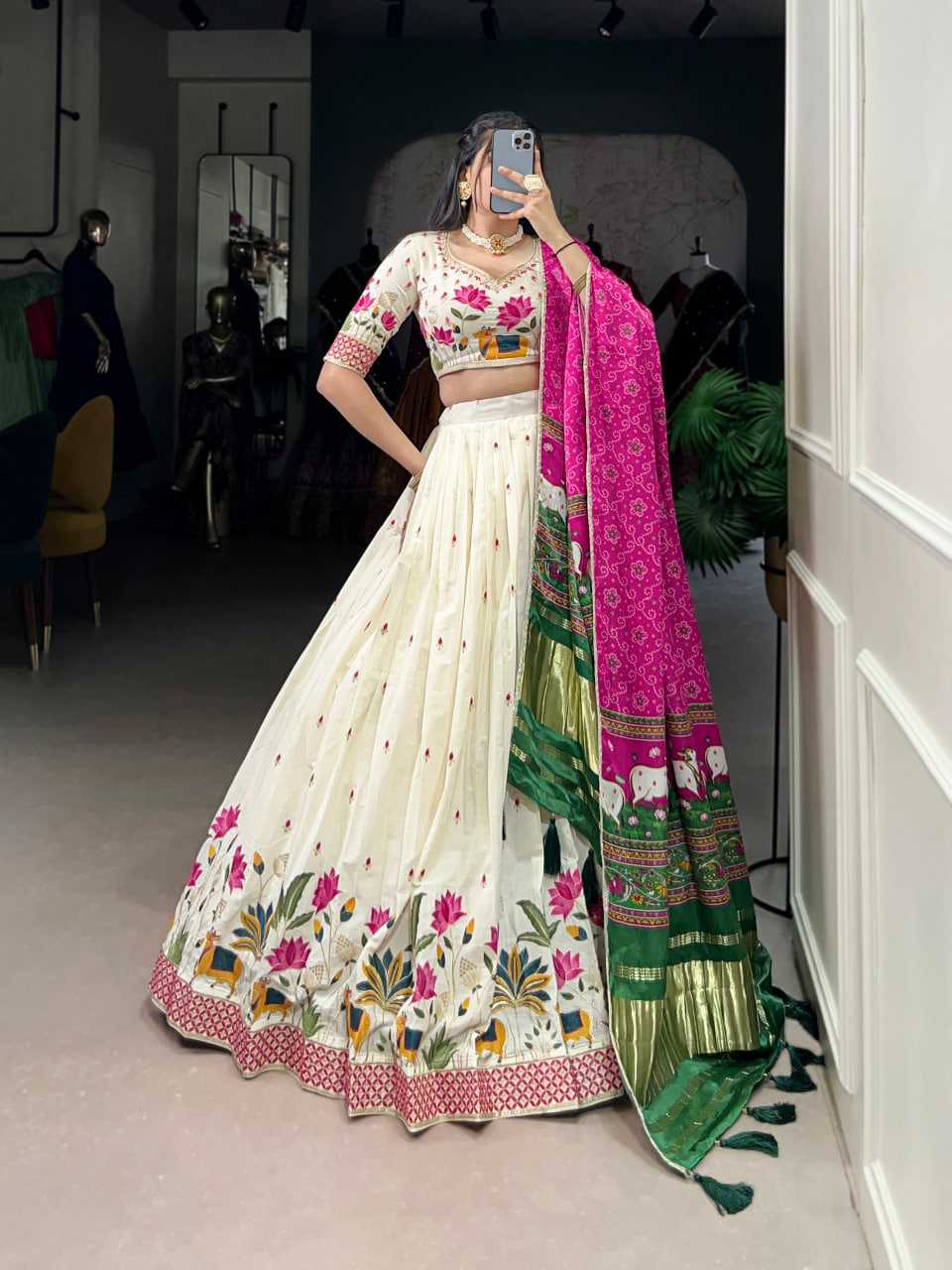 Ynf Khadi Cotton KESH134 1437 Lehengas Festive Collections Wholesale Embroidered Lehenga Sequins Lehenga Lehenga With Blouse Manufacturer