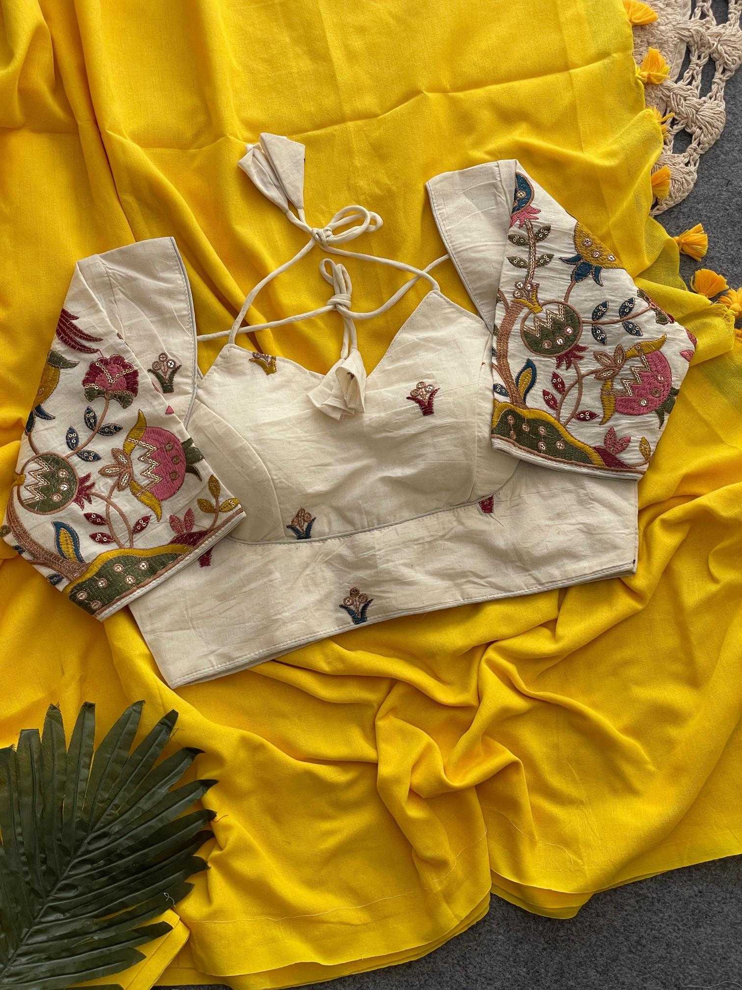 Ynf Khadi Cotton KESH437 Halter NECK Sarees Wholesale Designer Sarees Embroidered Sarees Cotton Sarees Manufacturer