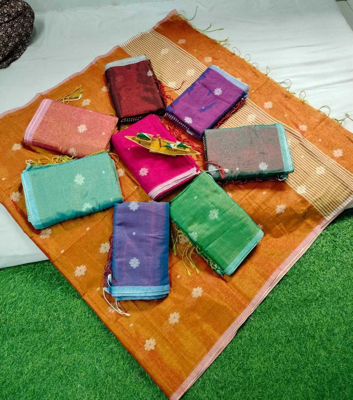 Ynf Khadi Cotton KESH525 KHADI RAGA FULL BUTTI Sarees Wholesale Cotton Sarees Lightweight Sarees Manufacturer