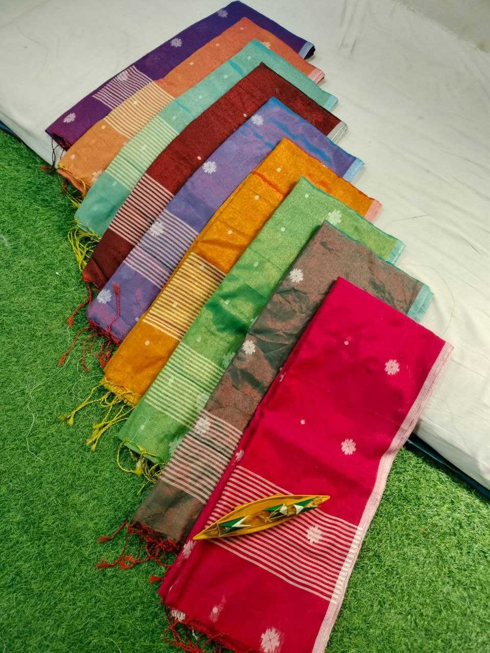 Ynf Khadi Cotton KESH525 KHADI RAGA FULL BUTTI Sarees Wholesale Cotton Sarees Lightweight Sarees Manufacturer