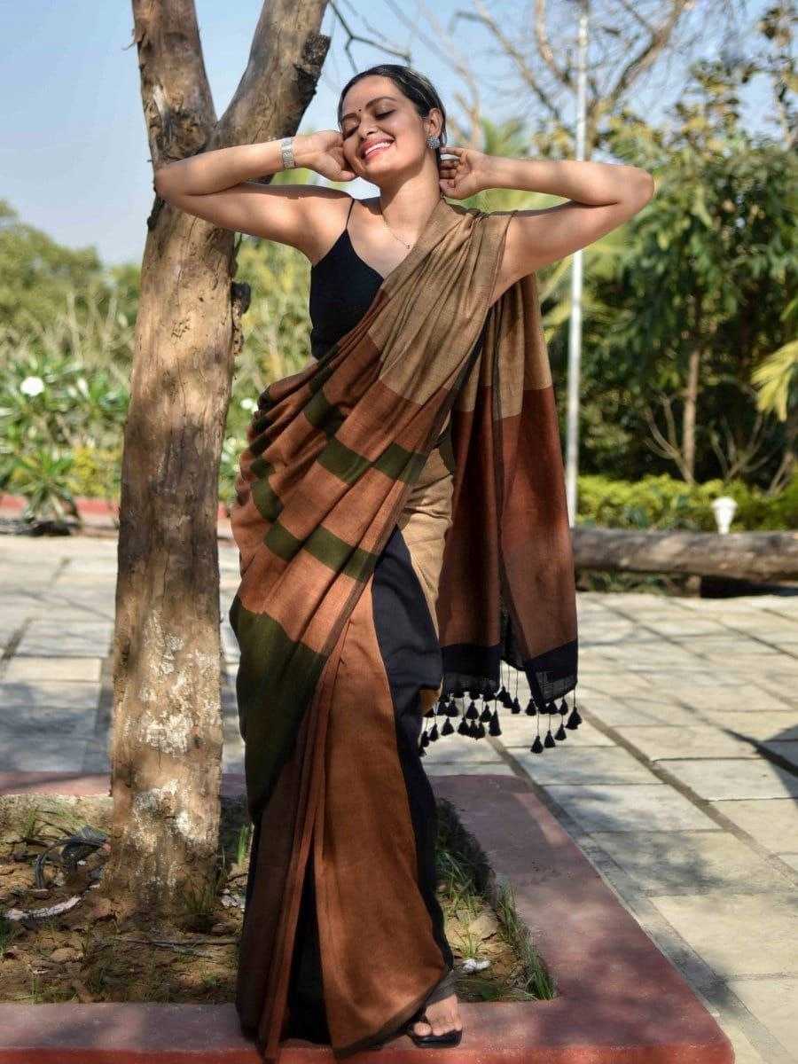 Ynf Khadi Cotton KESH525 MULTICOLOR KHADI Sarees Wholesale Cotton Sarees Lightweight Sarees Manufacturer