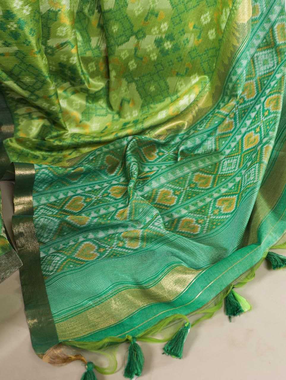 Ynf Khadi KESH532 TULSI PATOLA 4 Silk Sarees Wholesale Ikkat Silk Sarees Manufacturer