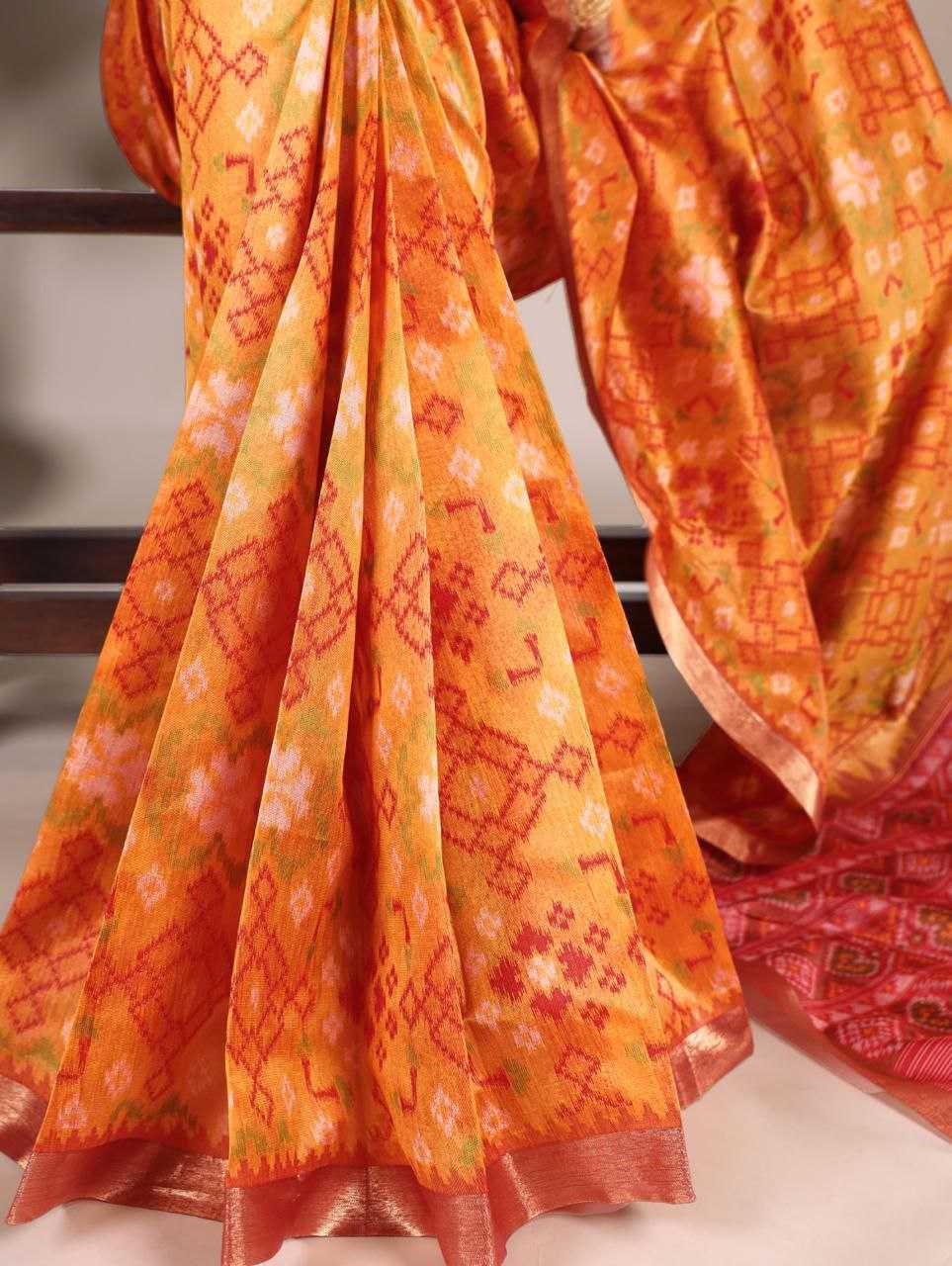 Ynf Khadi KESH532 TULSI PATOLA 4 Silk Sarees Wholesale Ikkat Silk Sarees Manufacturer